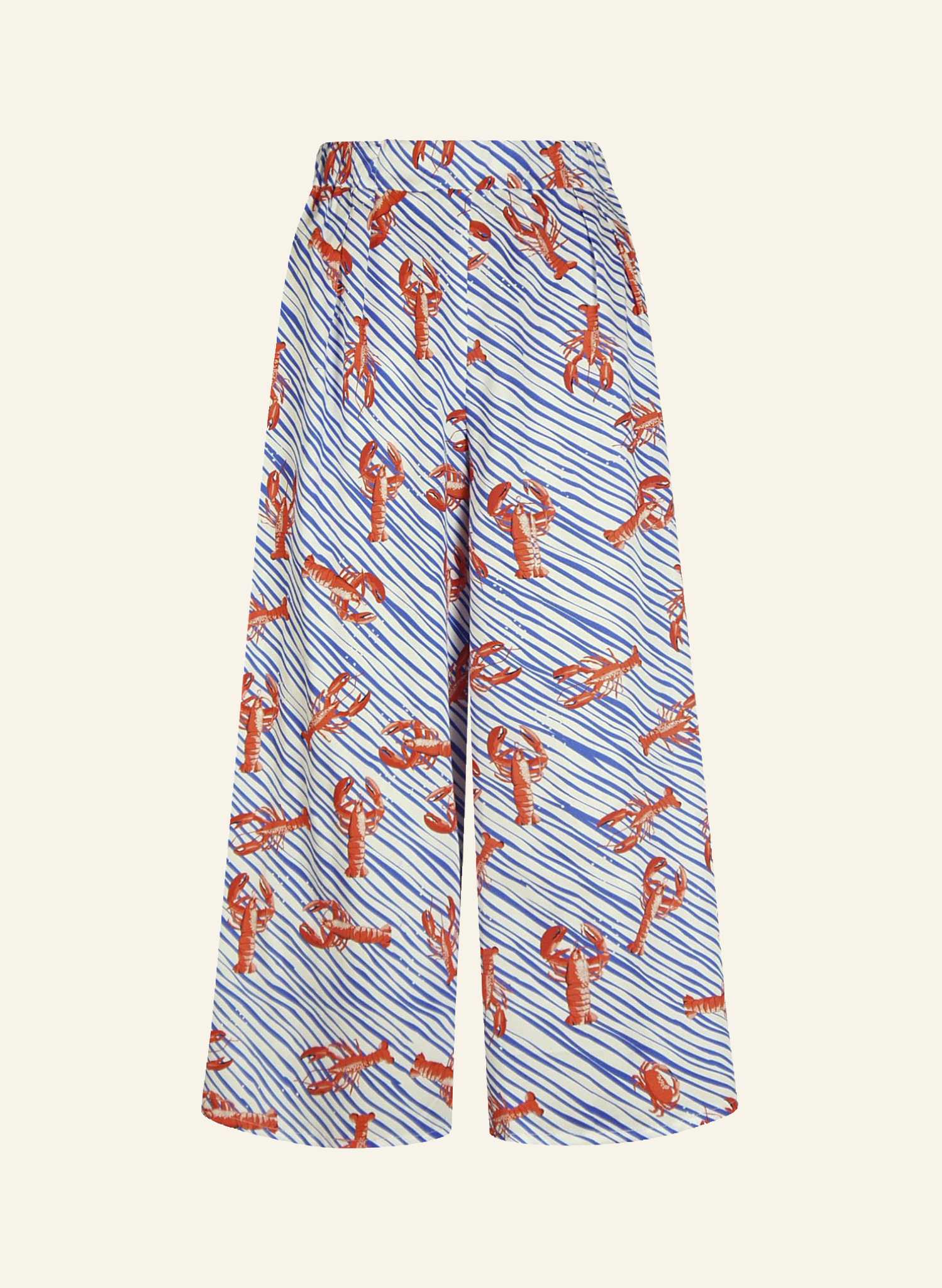 Cropped Wide Leg TENCEL™ Lobster Trousers | Made in the UK