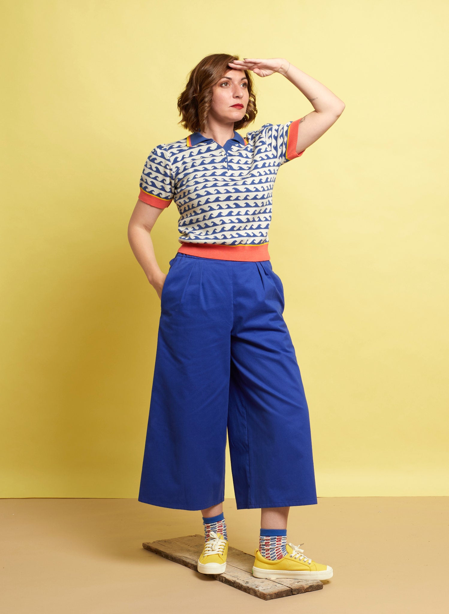Edith Cropped Trousers - Blue