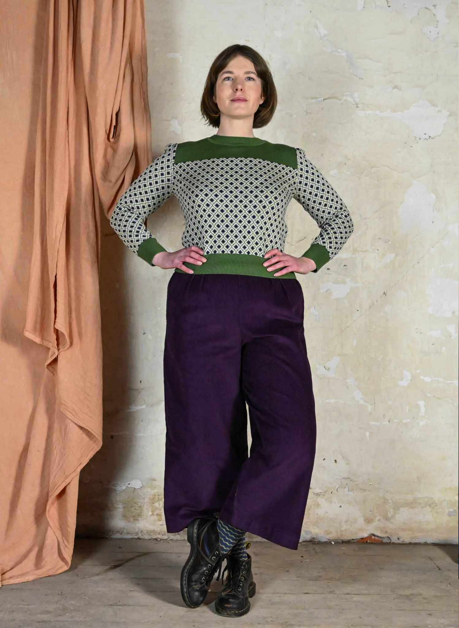 Edith - Plum Needlecord Trousers