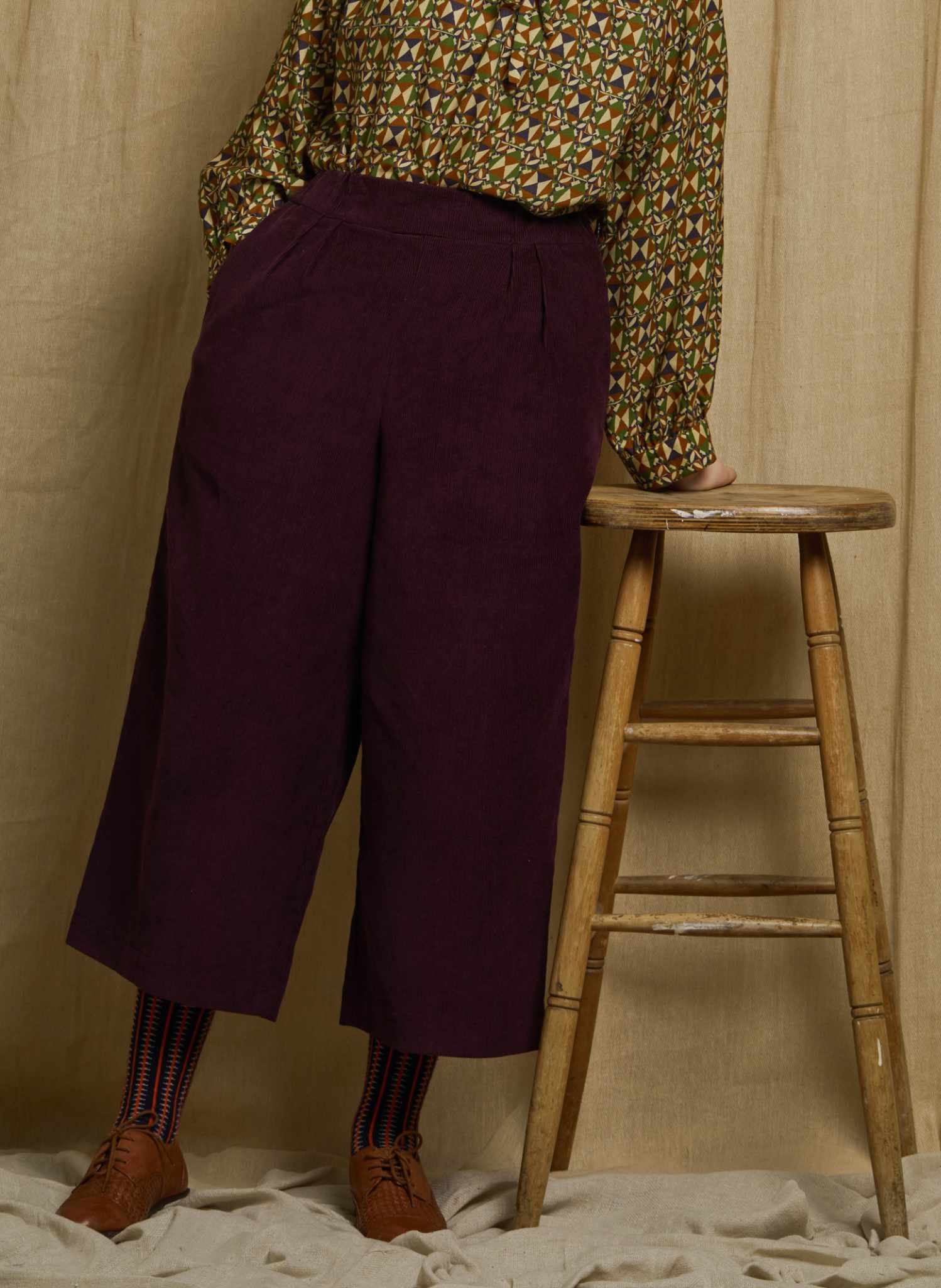 Edith - Plum Needlecord Trousers