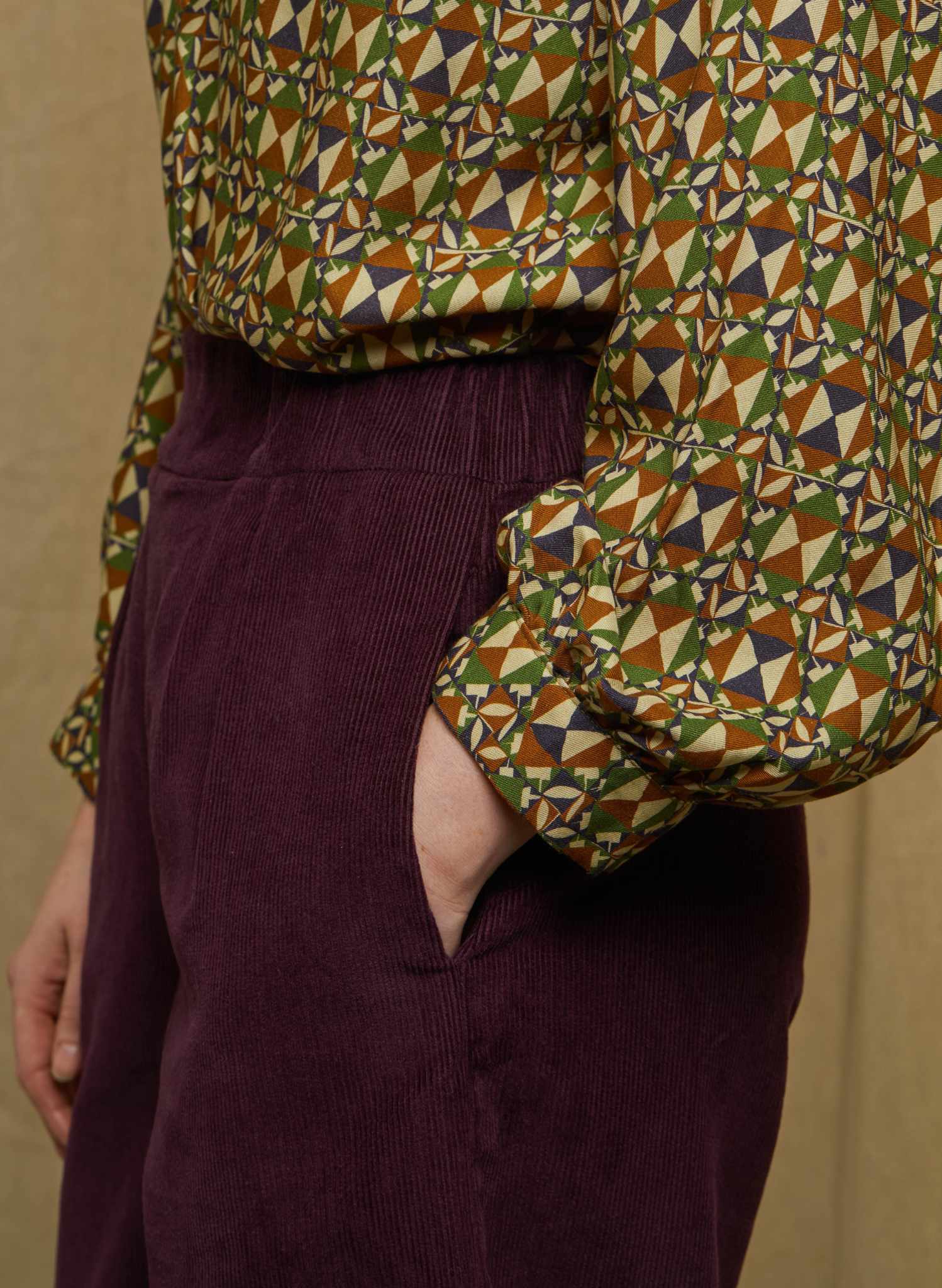 Edith - Plum Needlecord Trousers