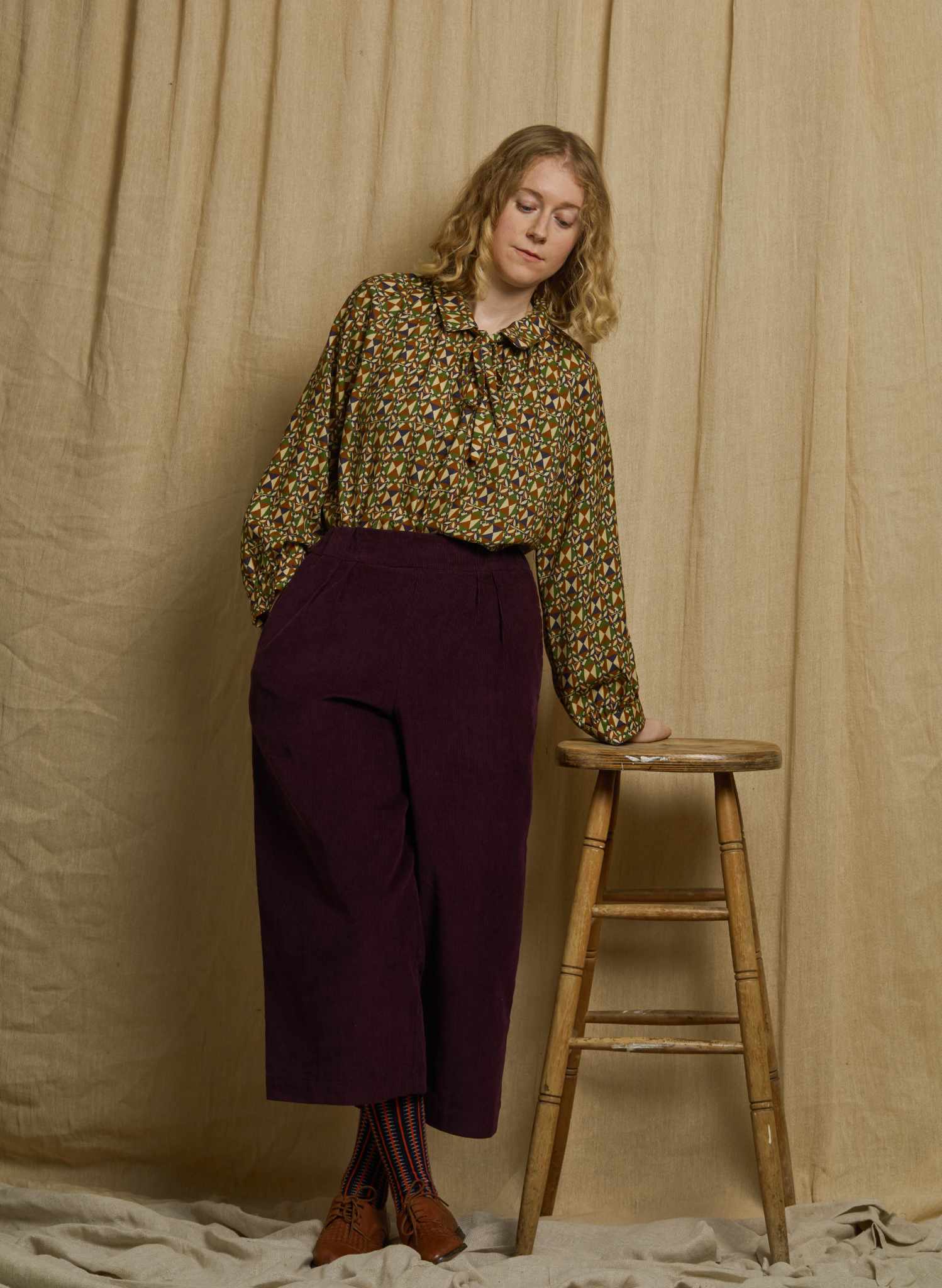 Edith - Plum Needlecord Trousers