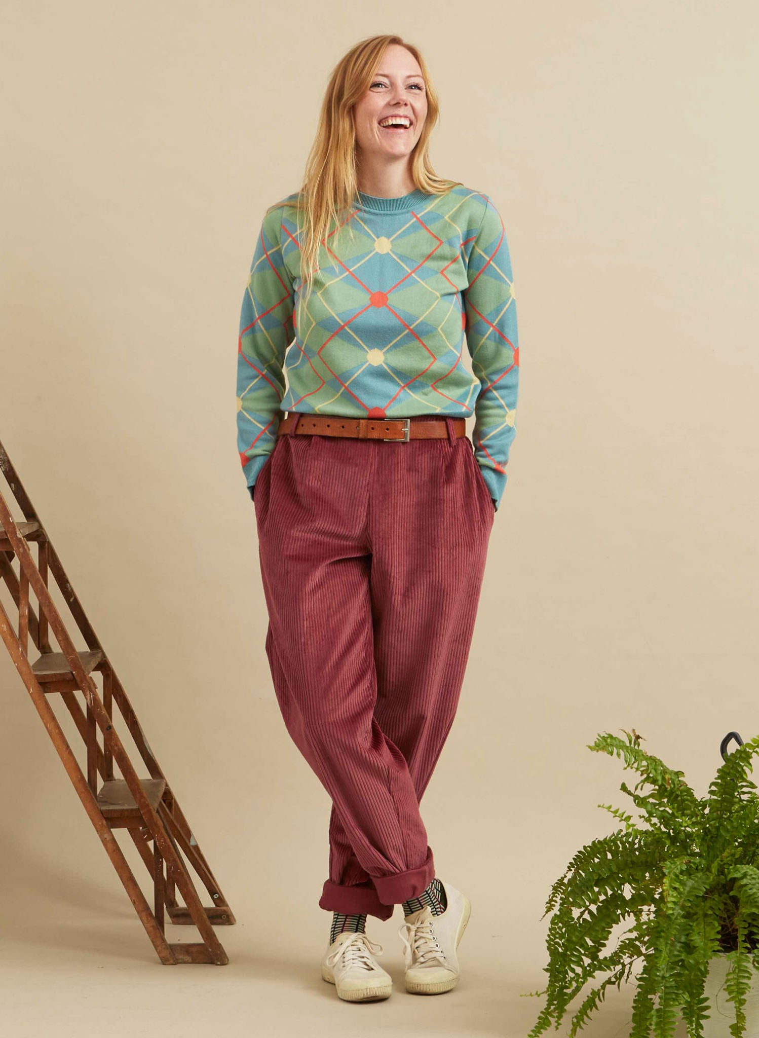 Archive Sale - Esther - Green/Blue Argyle Jumper