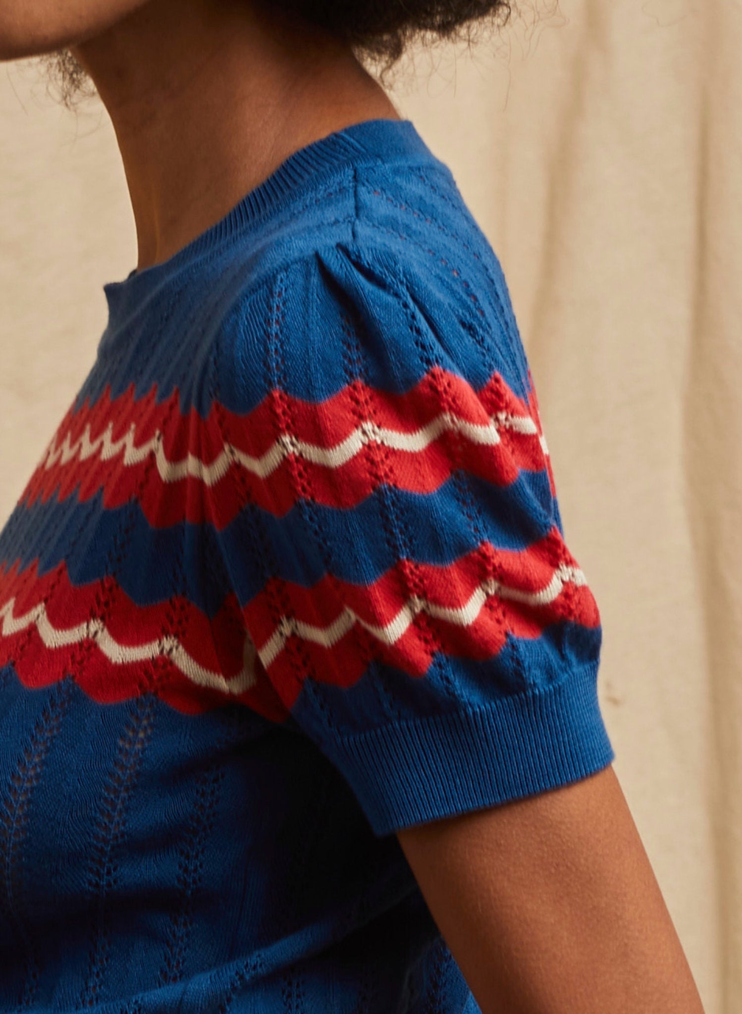 Eve Knitted Top - Blue Marbled