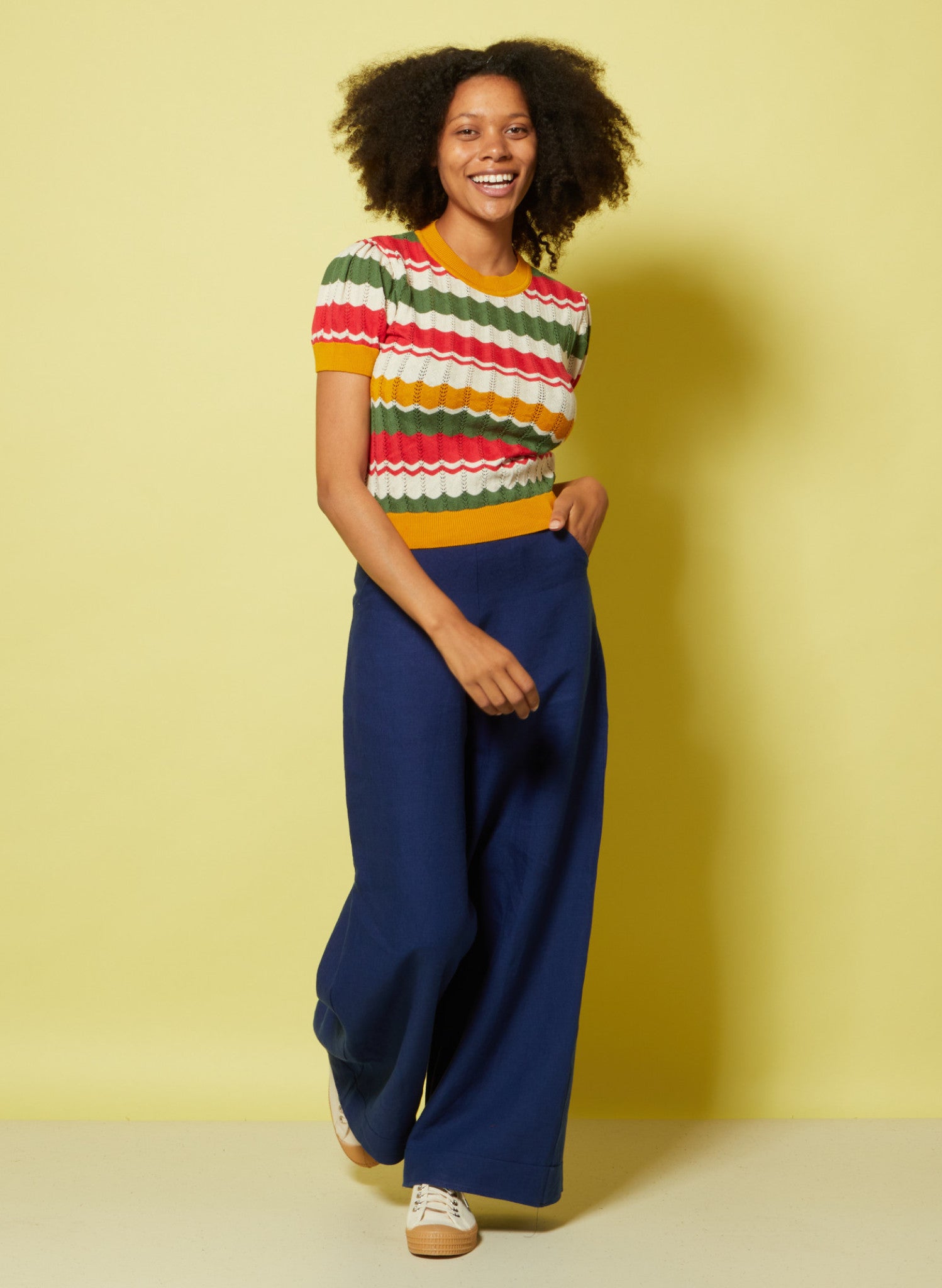 PRE LOVED - Eve Knitted Top - Red and Mustard