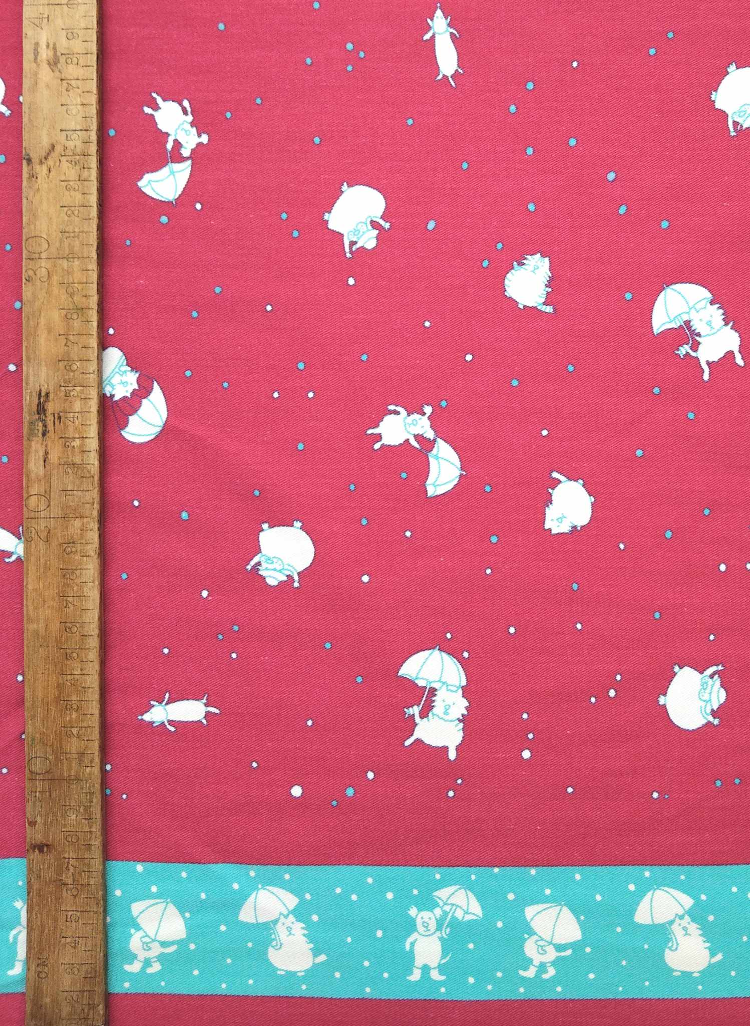 Raining Cats Fuchsia Pink Fabric - Cotton twill