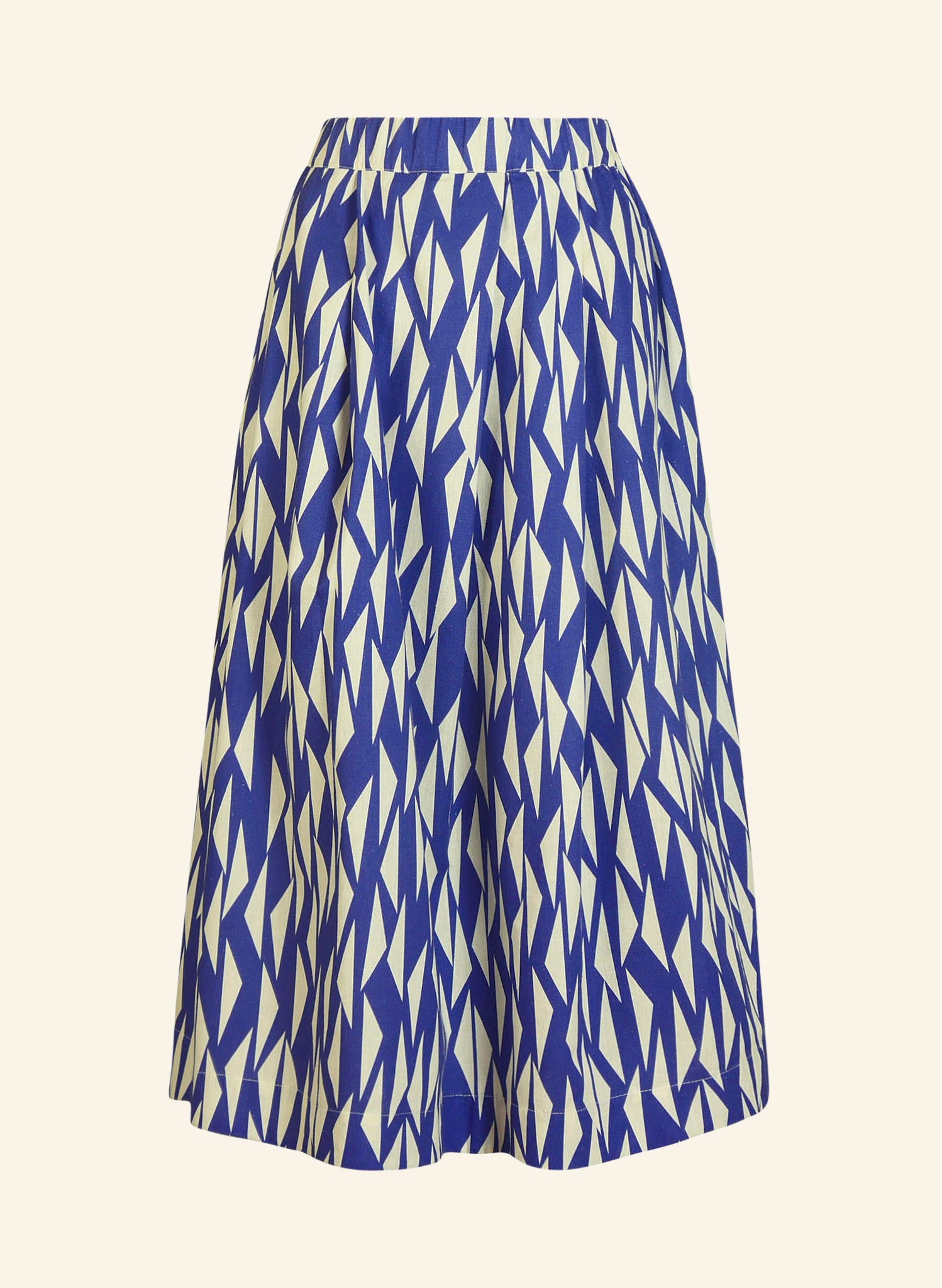 Blue & White Sails Print Midi Skirt | Cotton & Linen | Made in UK