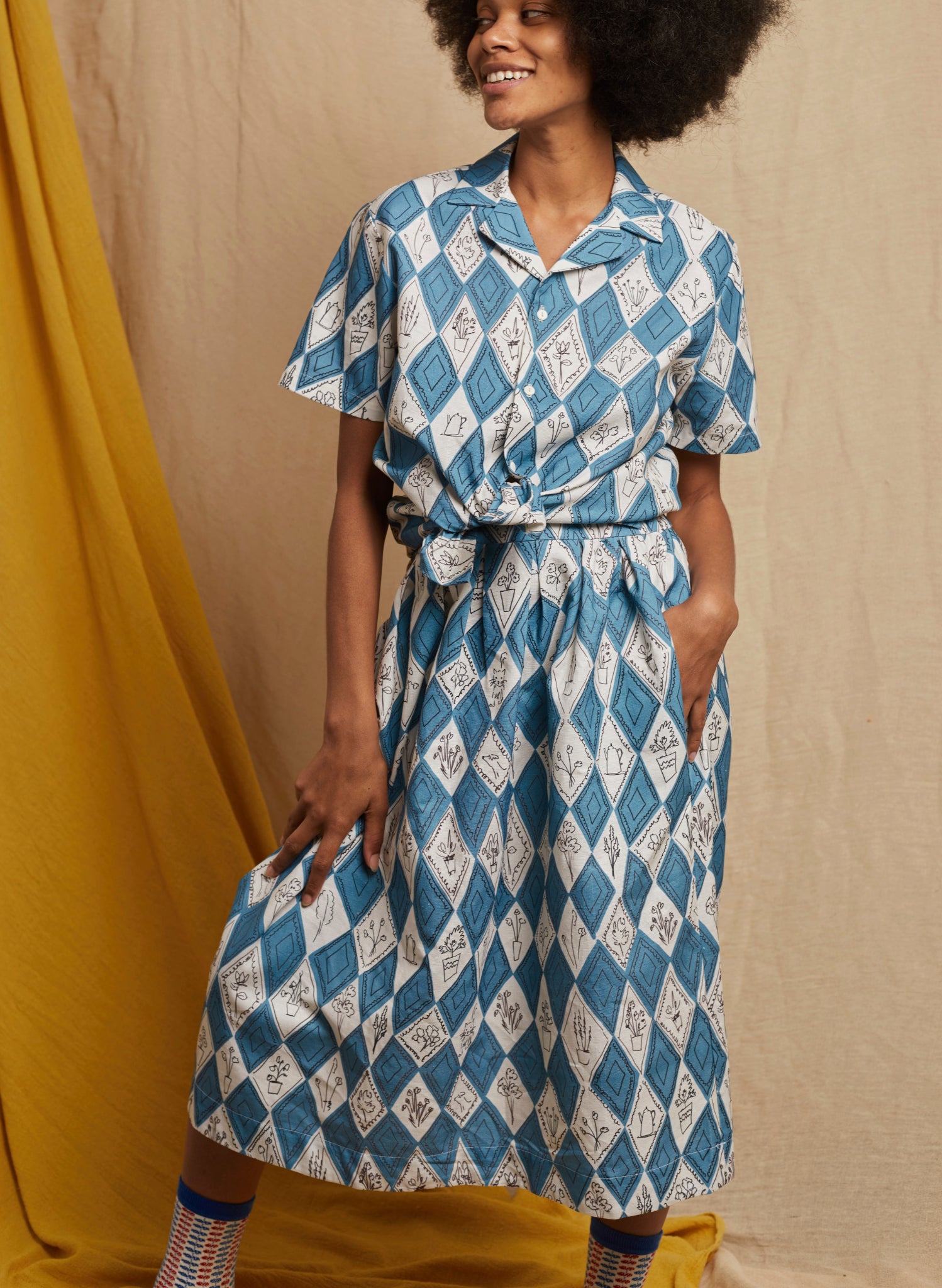 Florence Skirt - Teal Diamonds