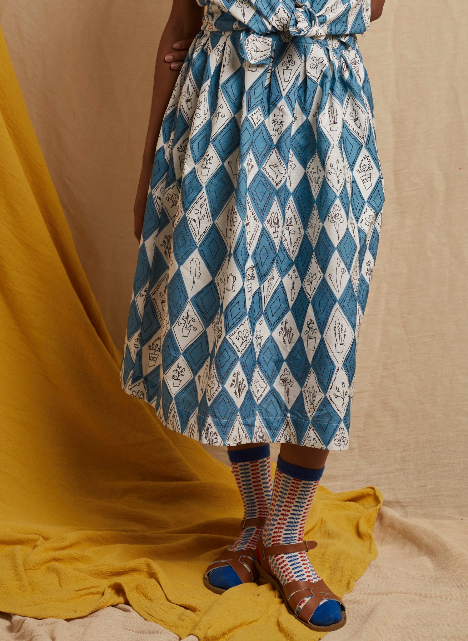 Florence Skirt - Teal Diamonds