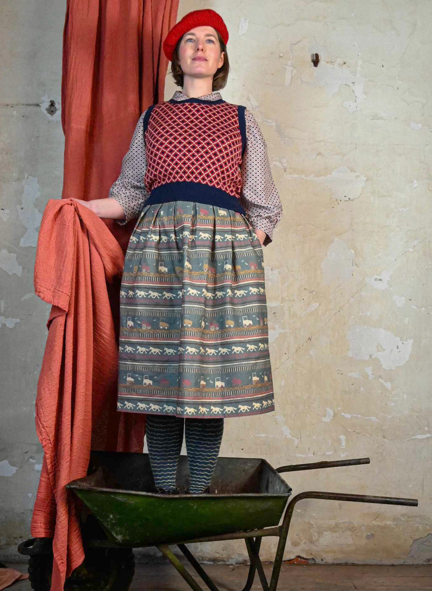 Florence - Teal Spinning Horses Skirt