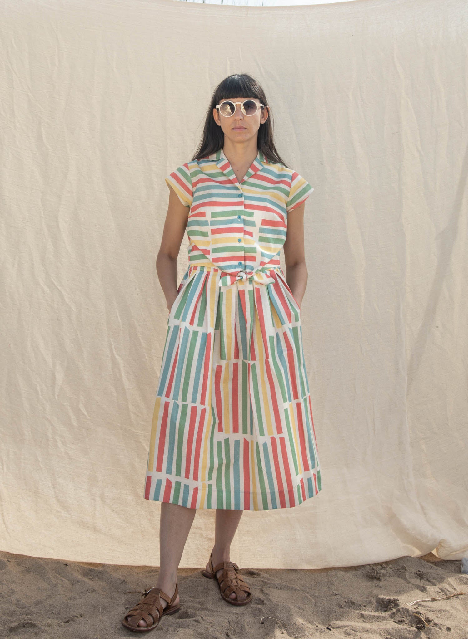 Florence Skirt - Multi Beach Stripe