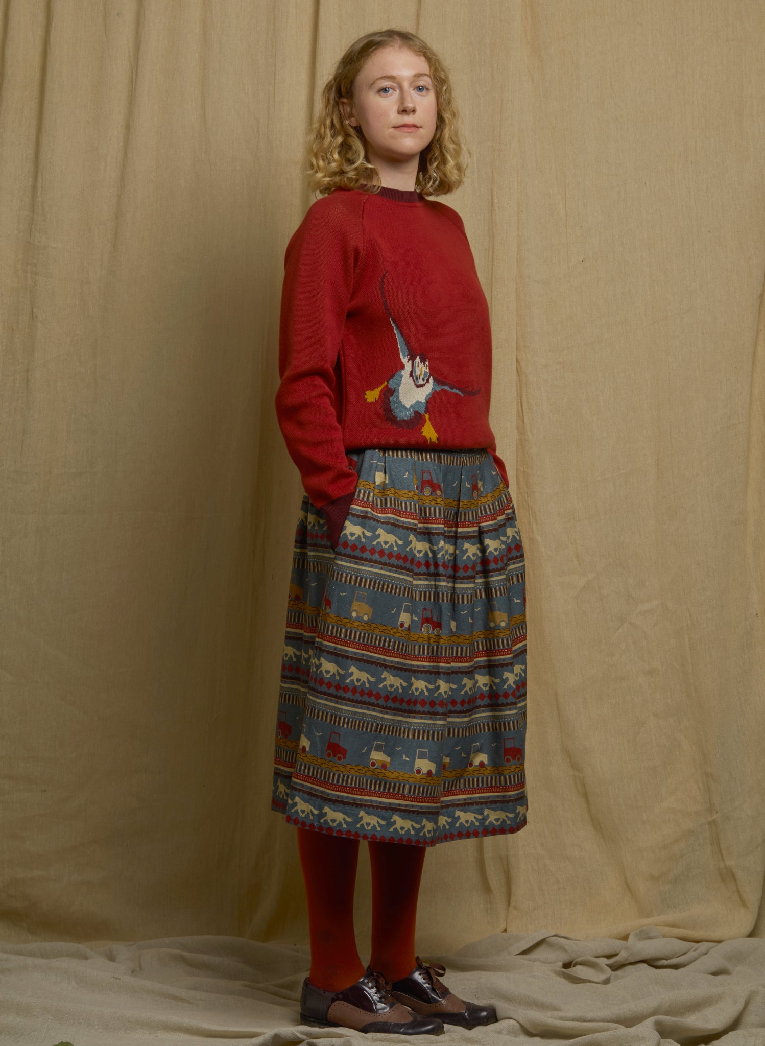 Florence - Teal Spinning Horses Skirt