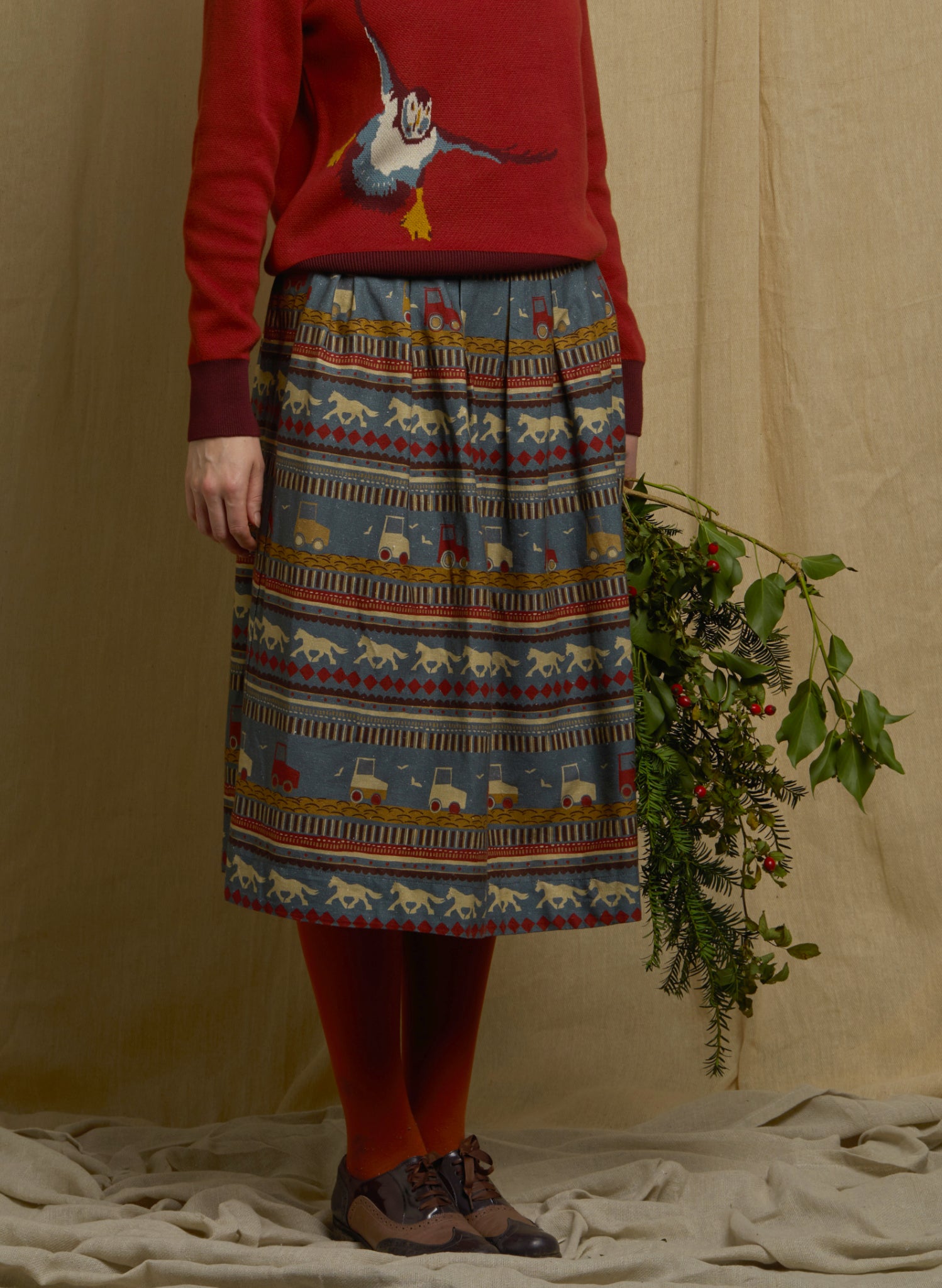 Florence - Teal Spinning Horses Skirt