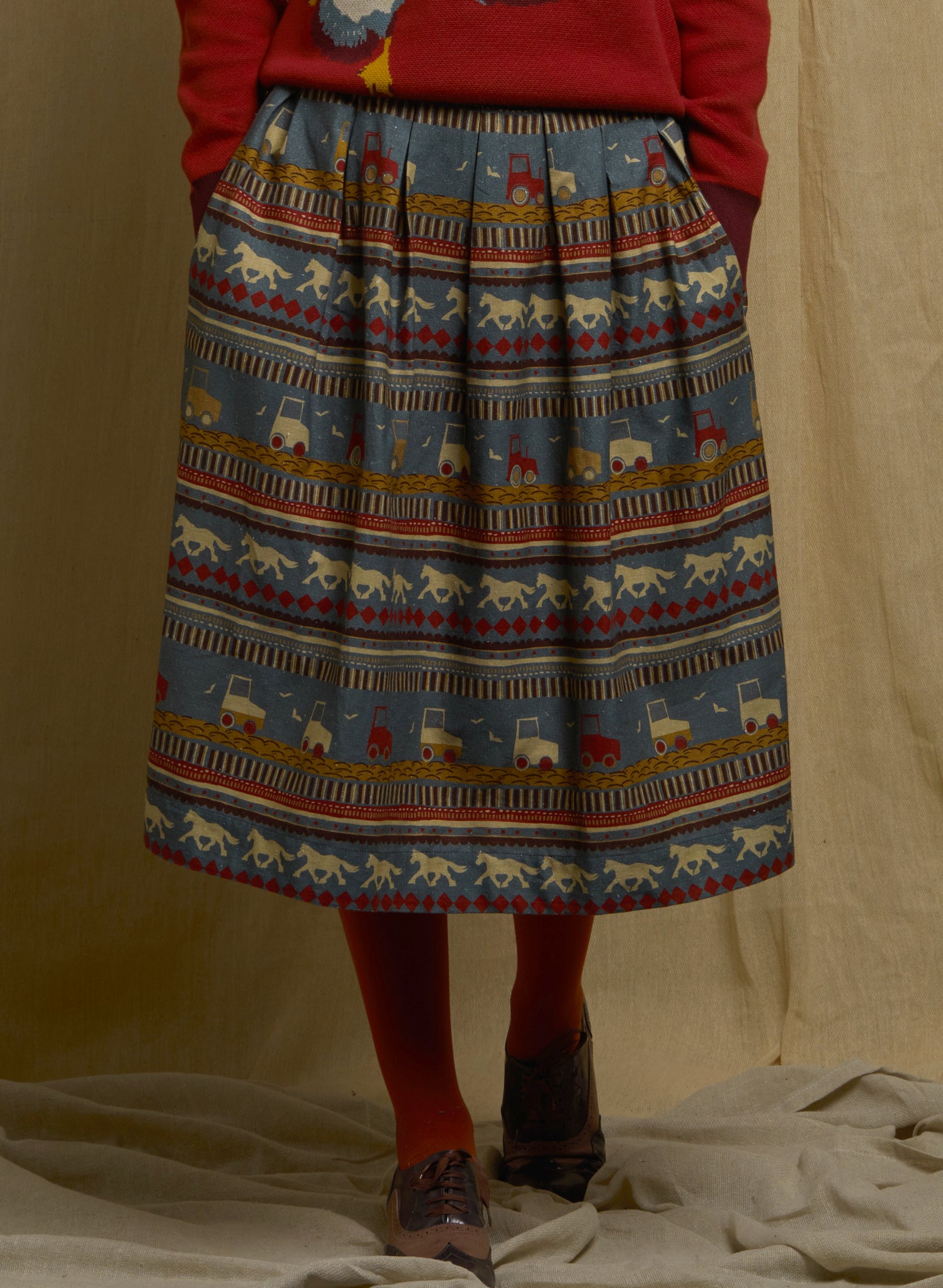 Florence - Teal Spinning Horses Skirt