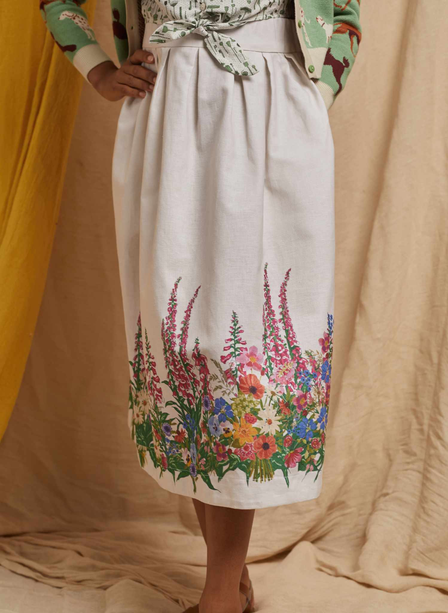 Florence Skirt - Natural Wildflower Border