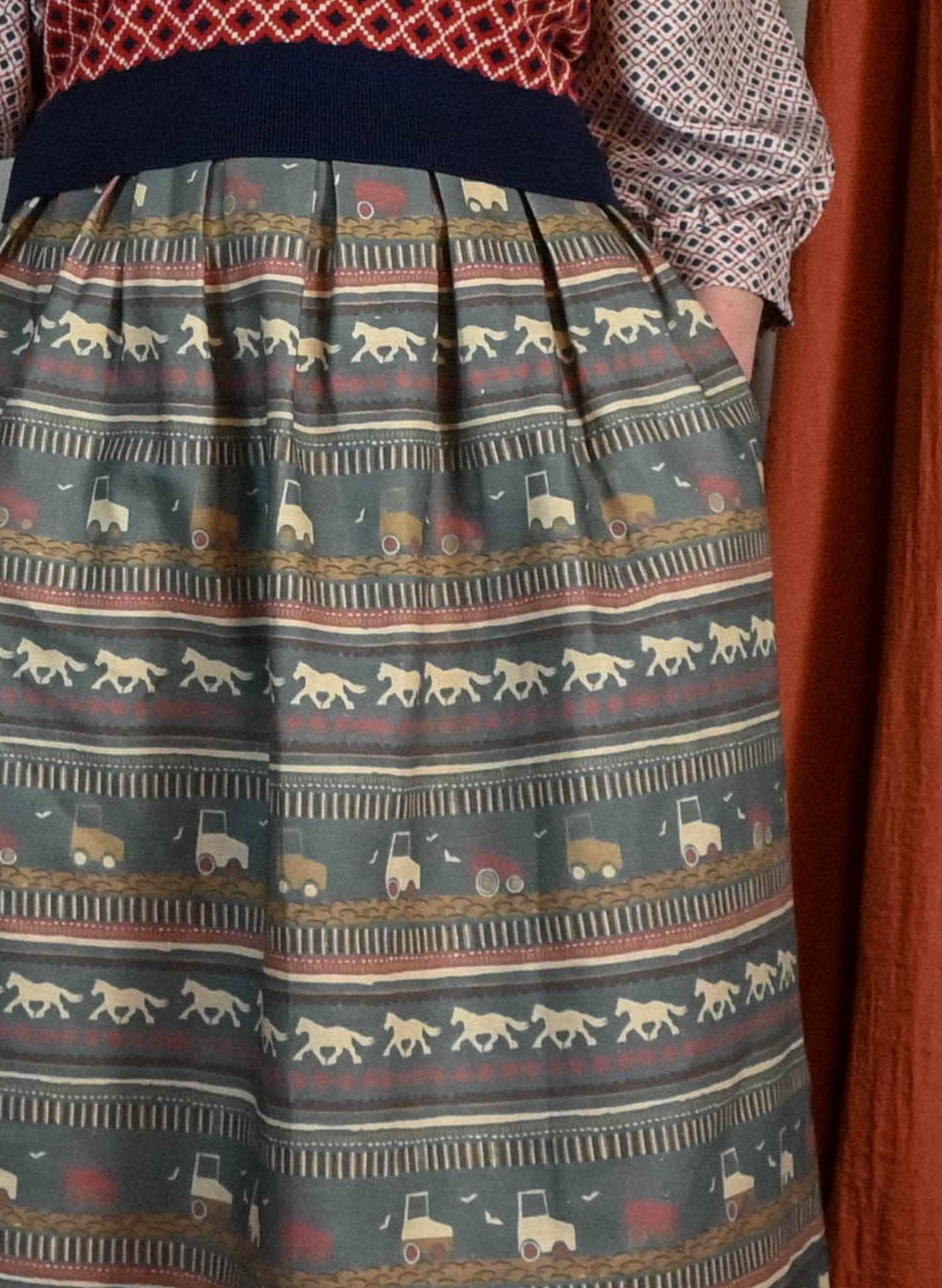 Florence - Teal Spinning Horses Skirt