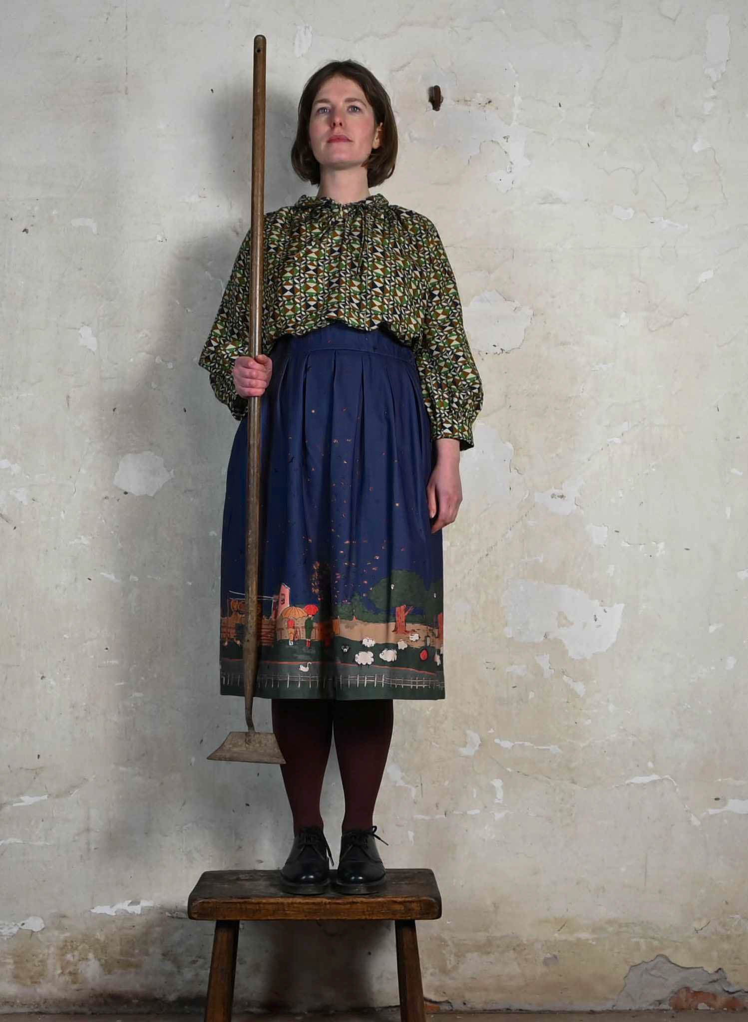 Florence - Indigo Farmyard Skirt