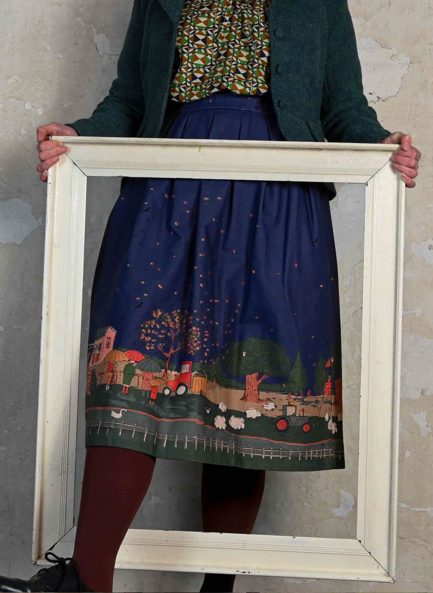 Florence - Indigo Farmyard Skirt