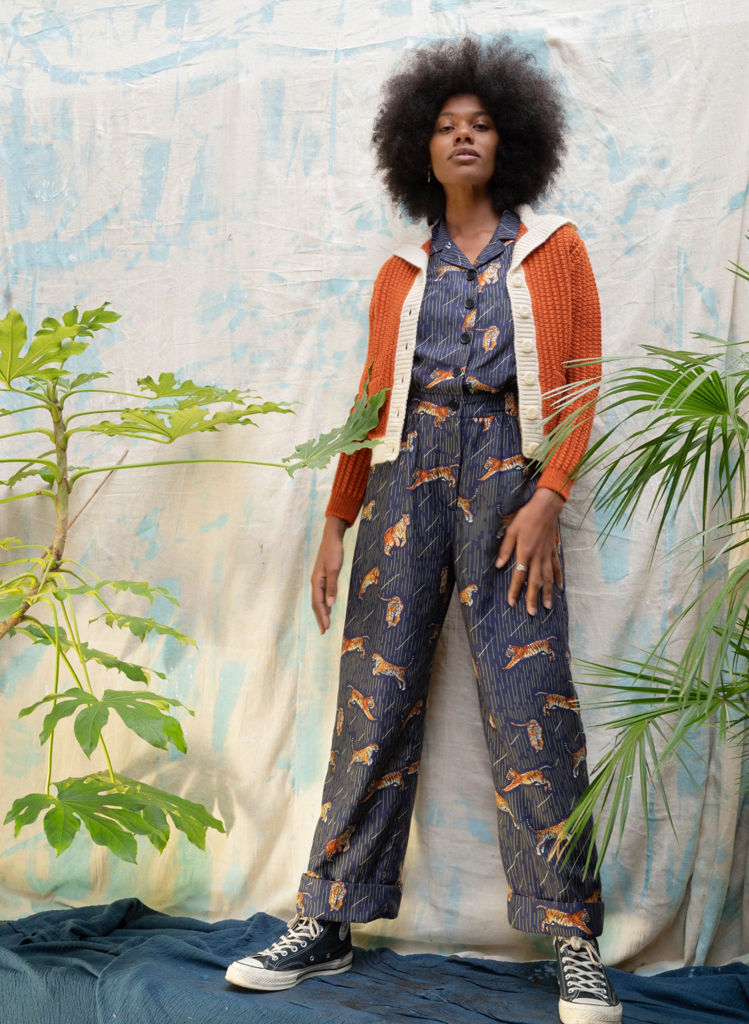 Francesca Long Jumpsuit - Navy Tigers