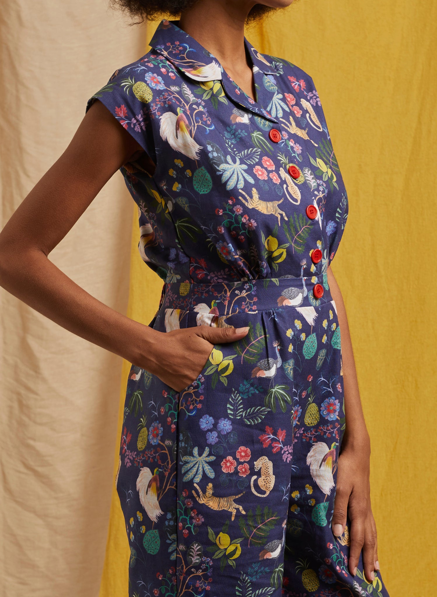 Francesca Jumpsuit - Navy Paradise Gardens