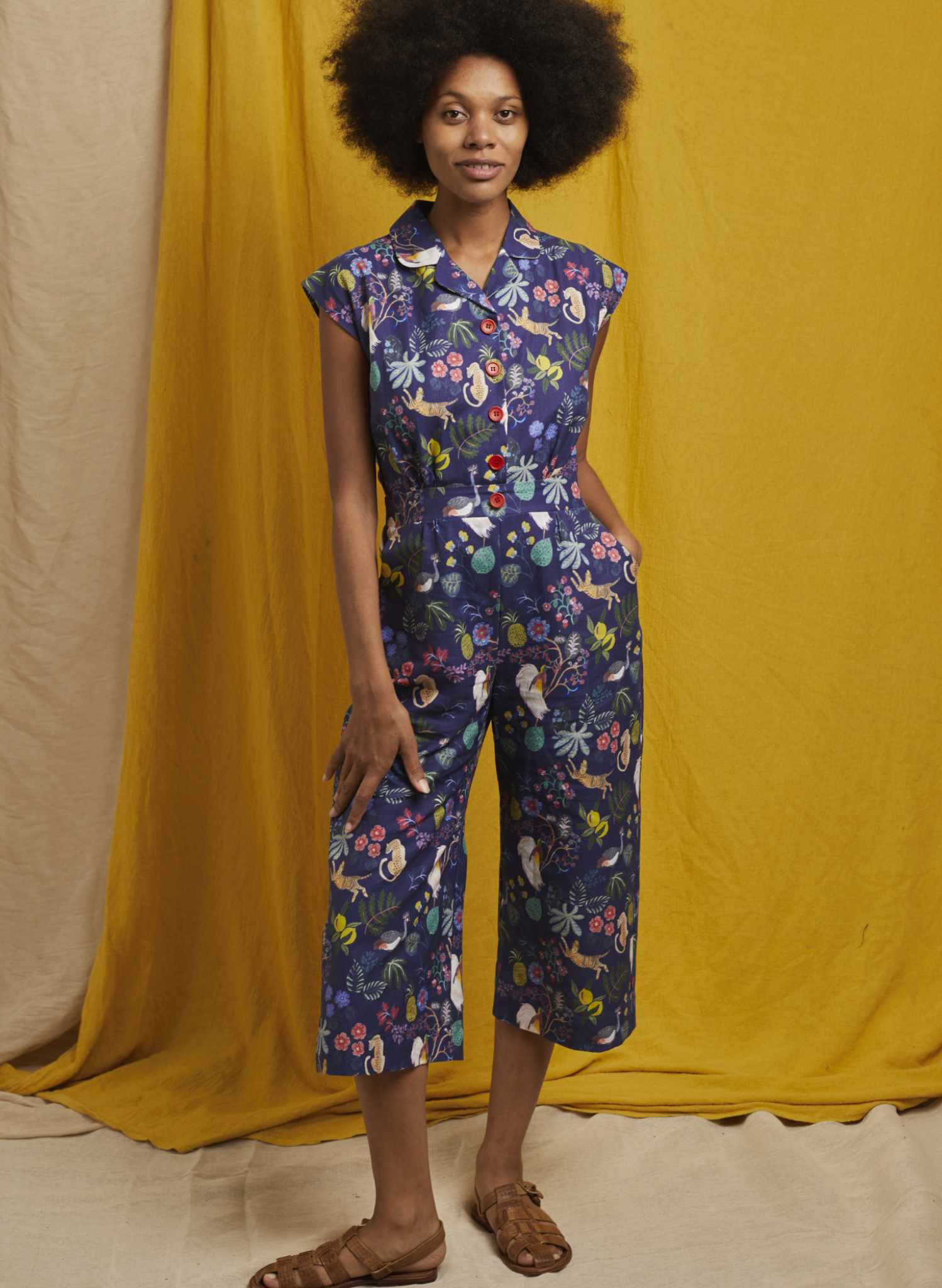 Francesca Jumpsuit - Navy Paradise Gardens
