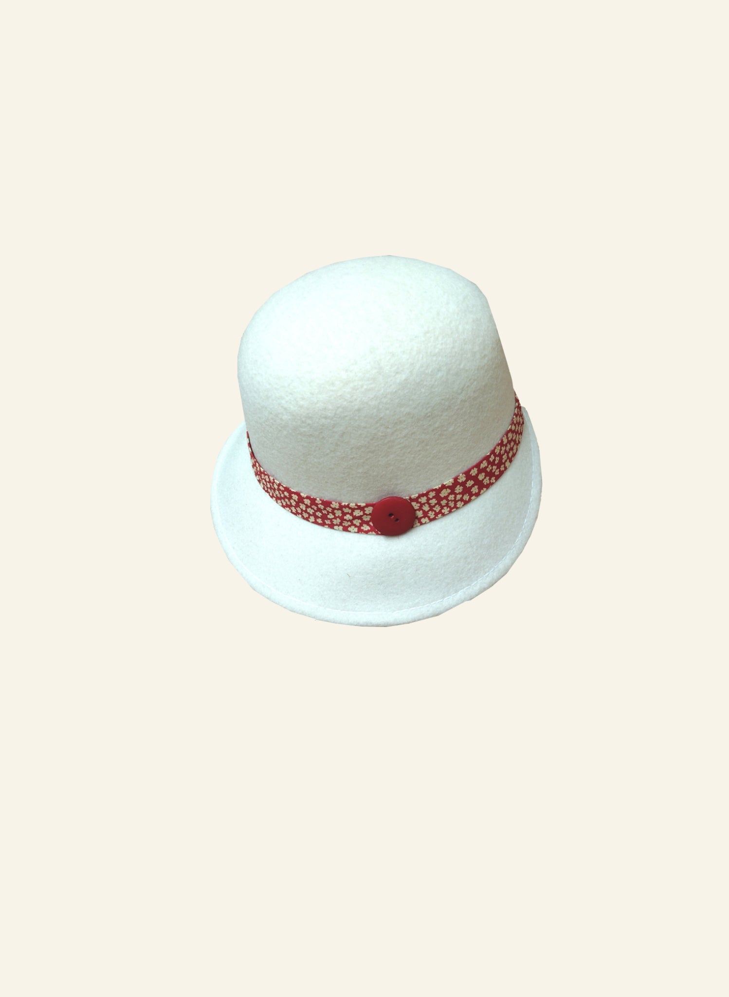 Archive Sale - Children's Cloche Hat - Cream with Ribbon