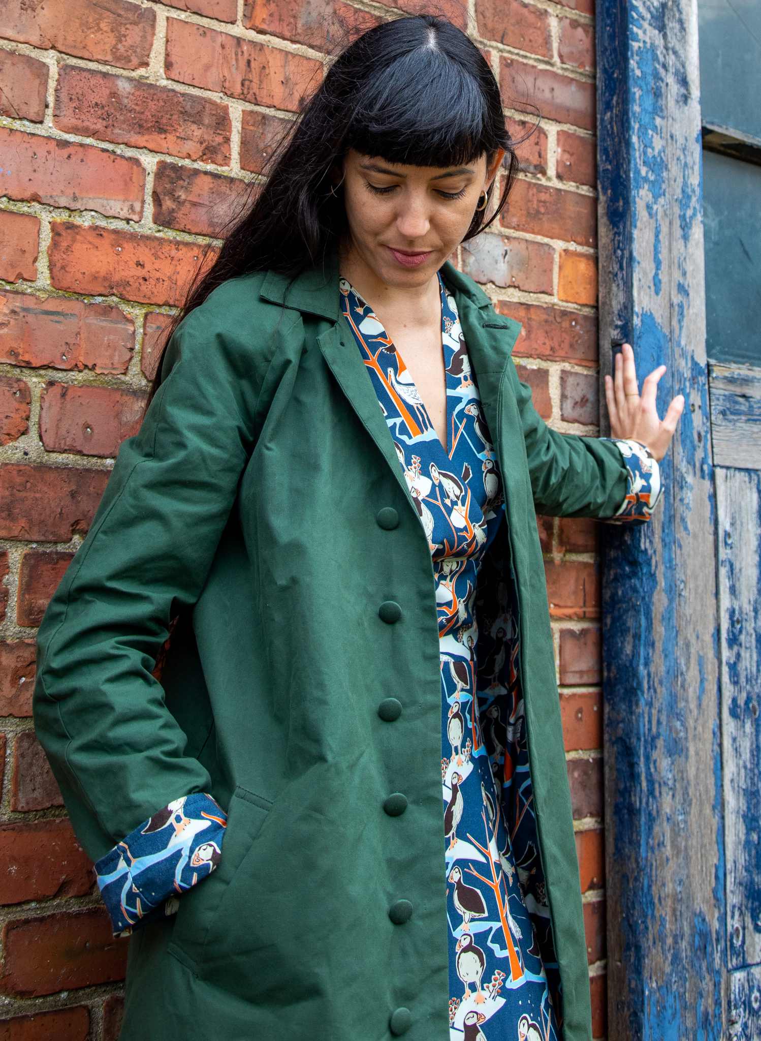 PRE- LOVED - Heritage - Dark Green Trench Coat Puffin Lining
