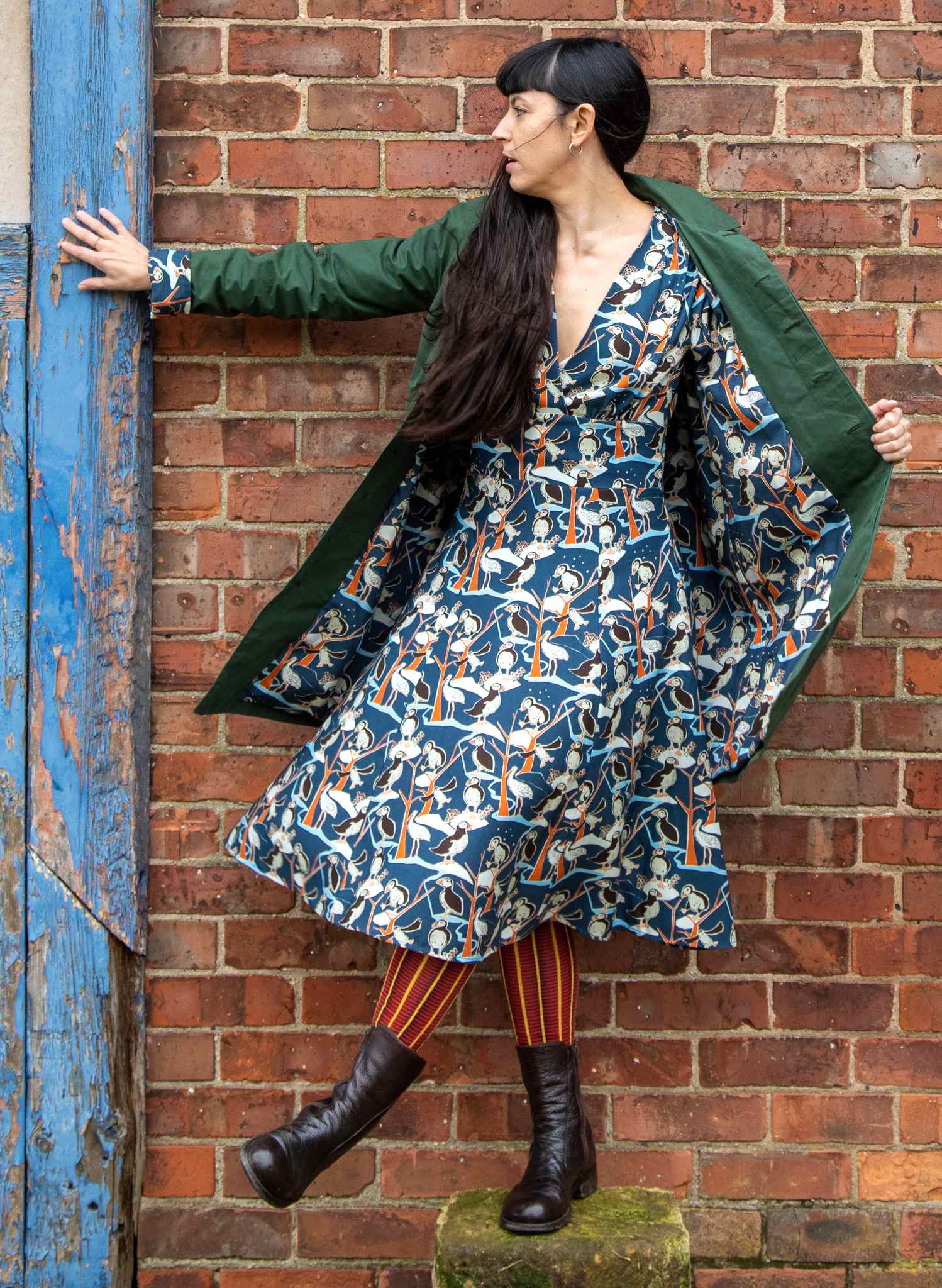 PRE- LOVED - Heritage - Dark Green Trench Coat Puffin Lining