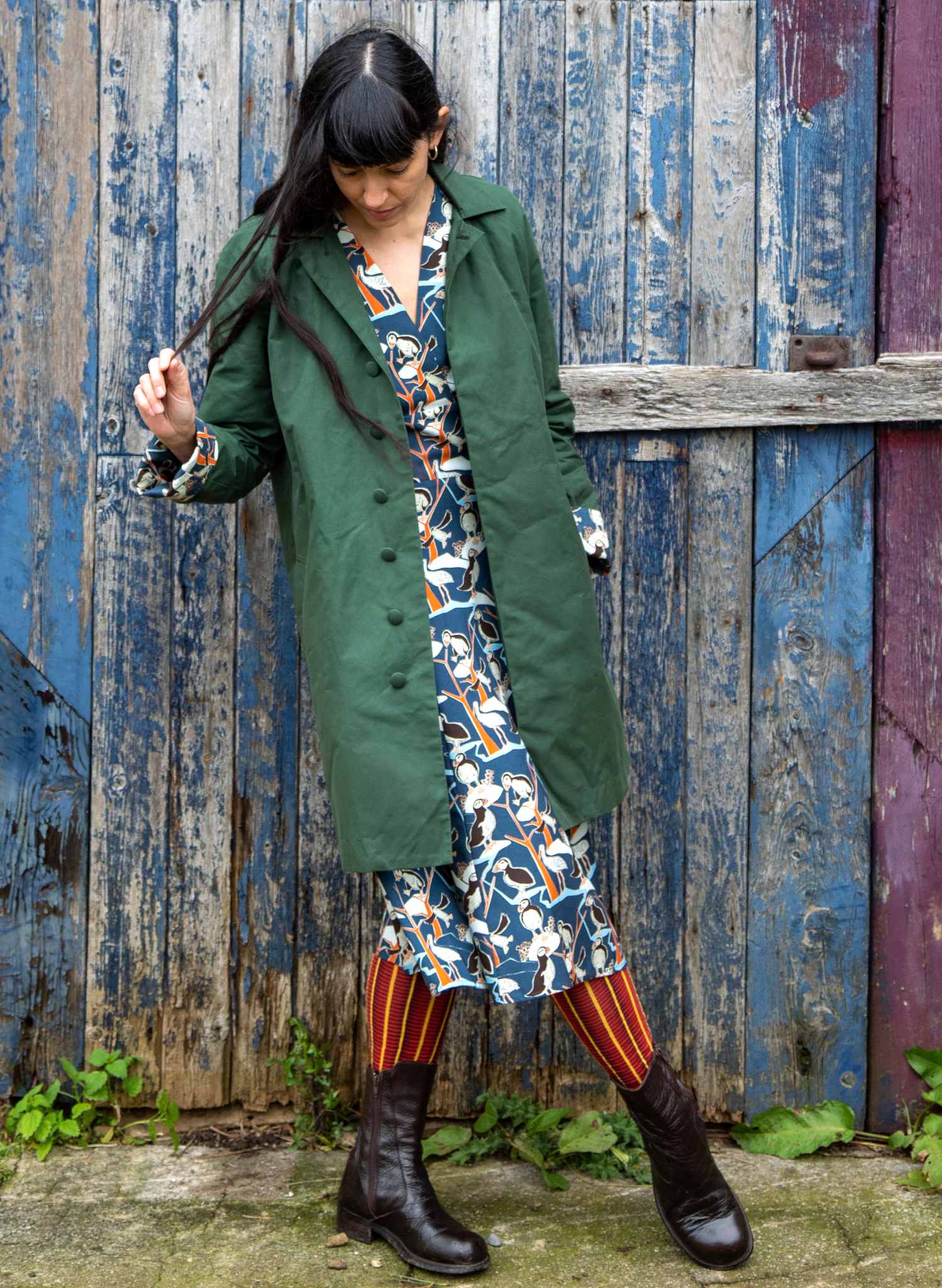PRE- LOVED - Heritage - Dark Green Trench Coat Puffin Lining