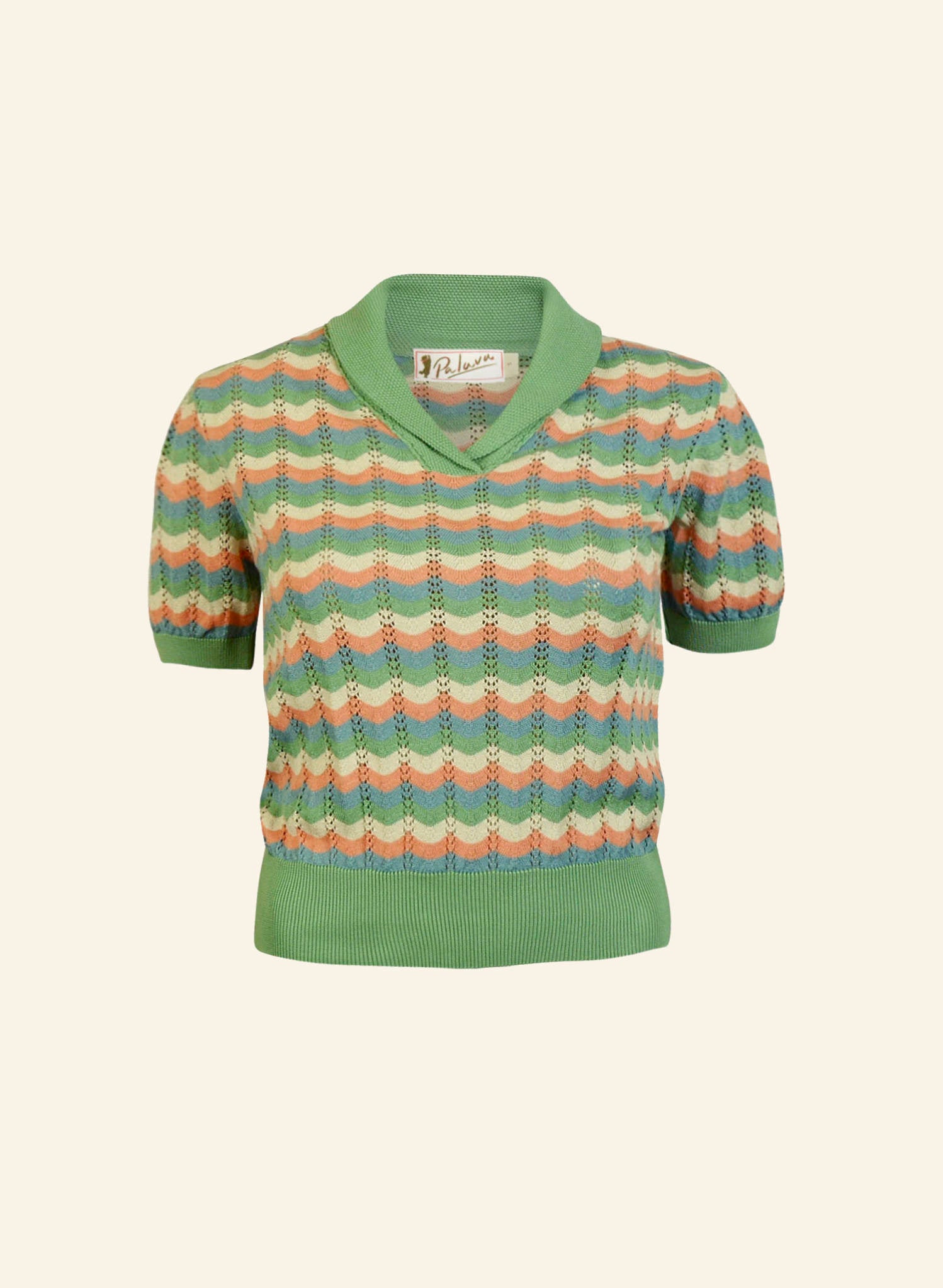 Archive Sale - Size S - Hilary Knitted Cotton Top - Green Refresher