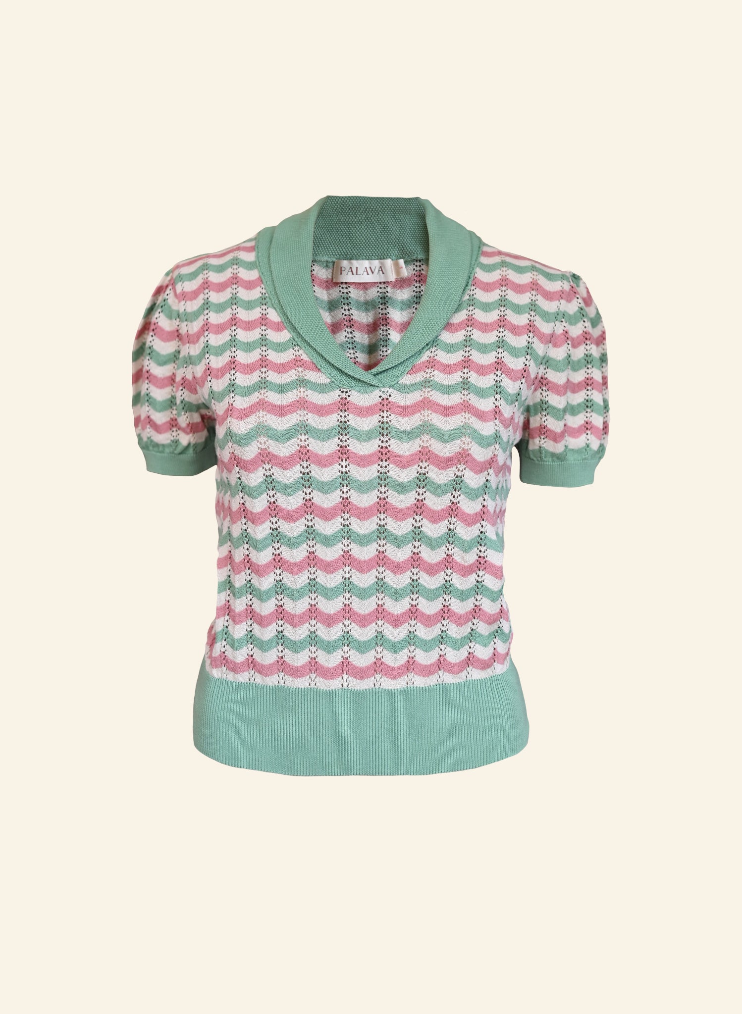 Archive Sale - Size S - Hilary - Cream with Pink & Green Stripe