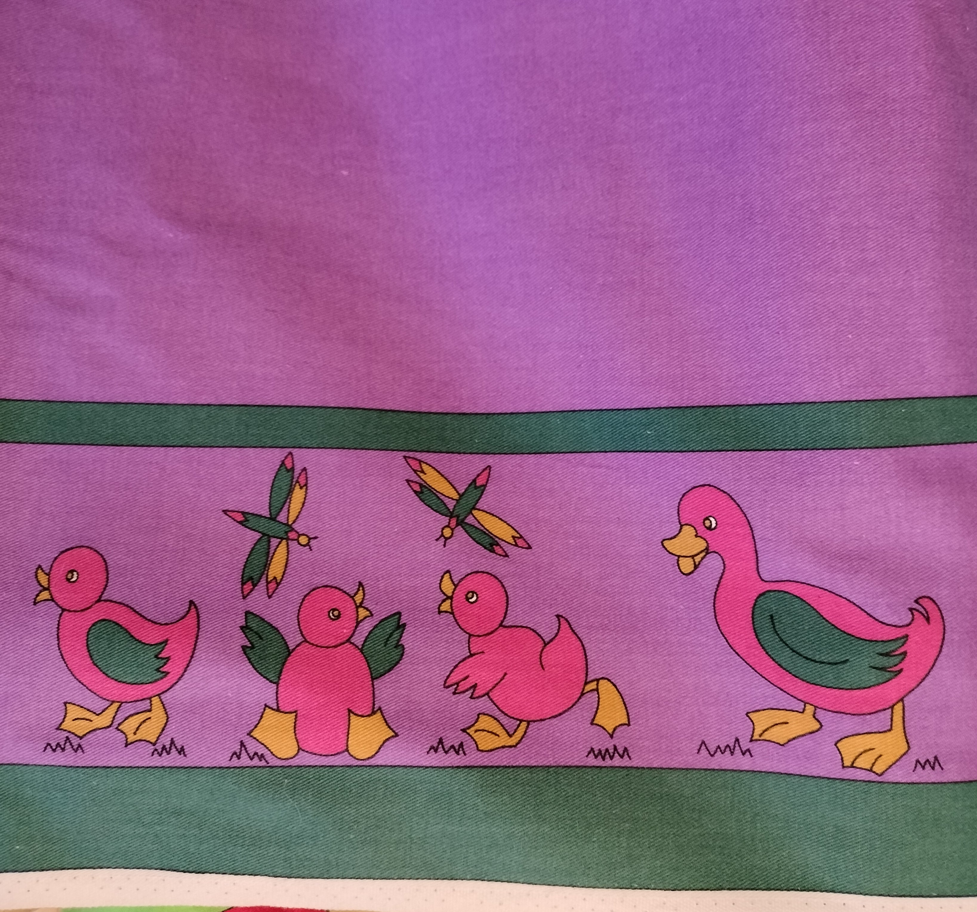 Plum Puddle Ducks Fabric - Cotton Twill