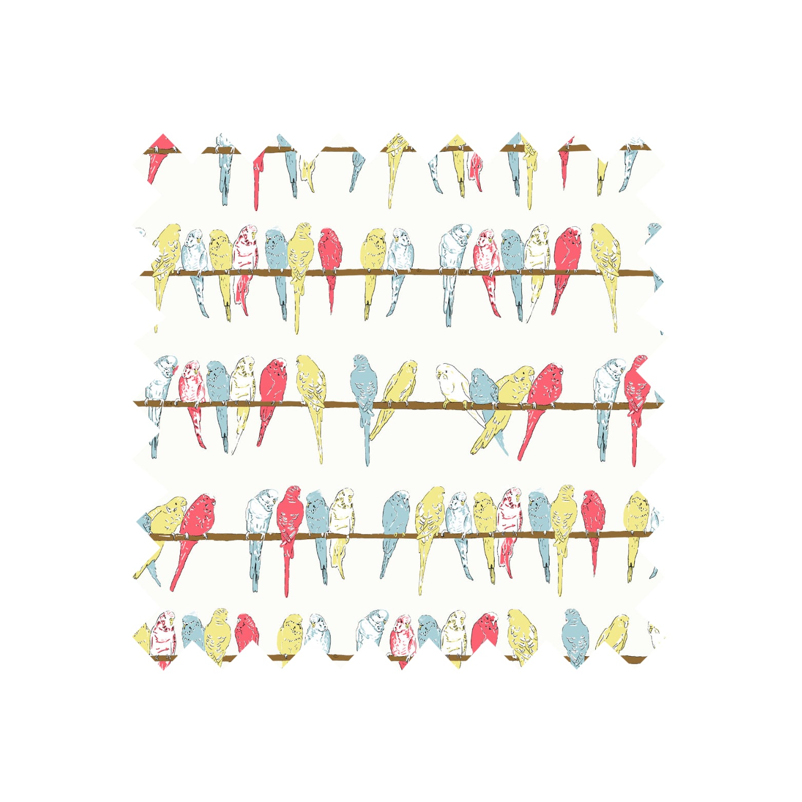 Remnant - 51x106cm - Ivory Budgies - Twill