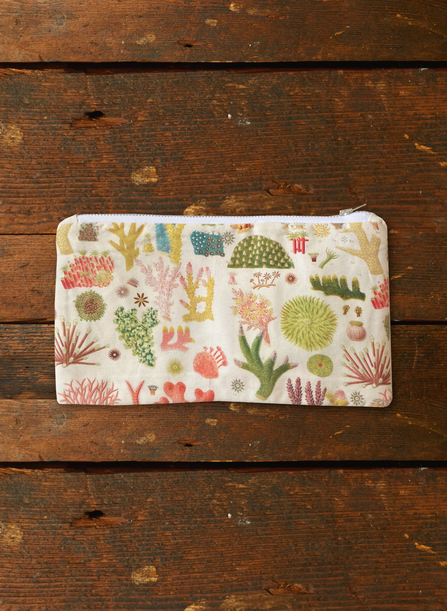 Zip Pouch- Medium - Cream Coral Reef