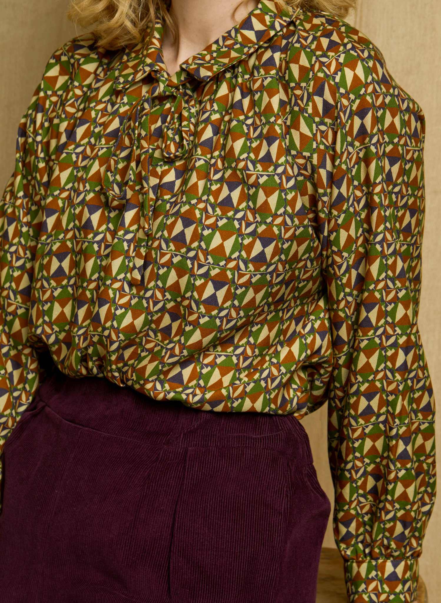 Joan - Green Chequer Blouse