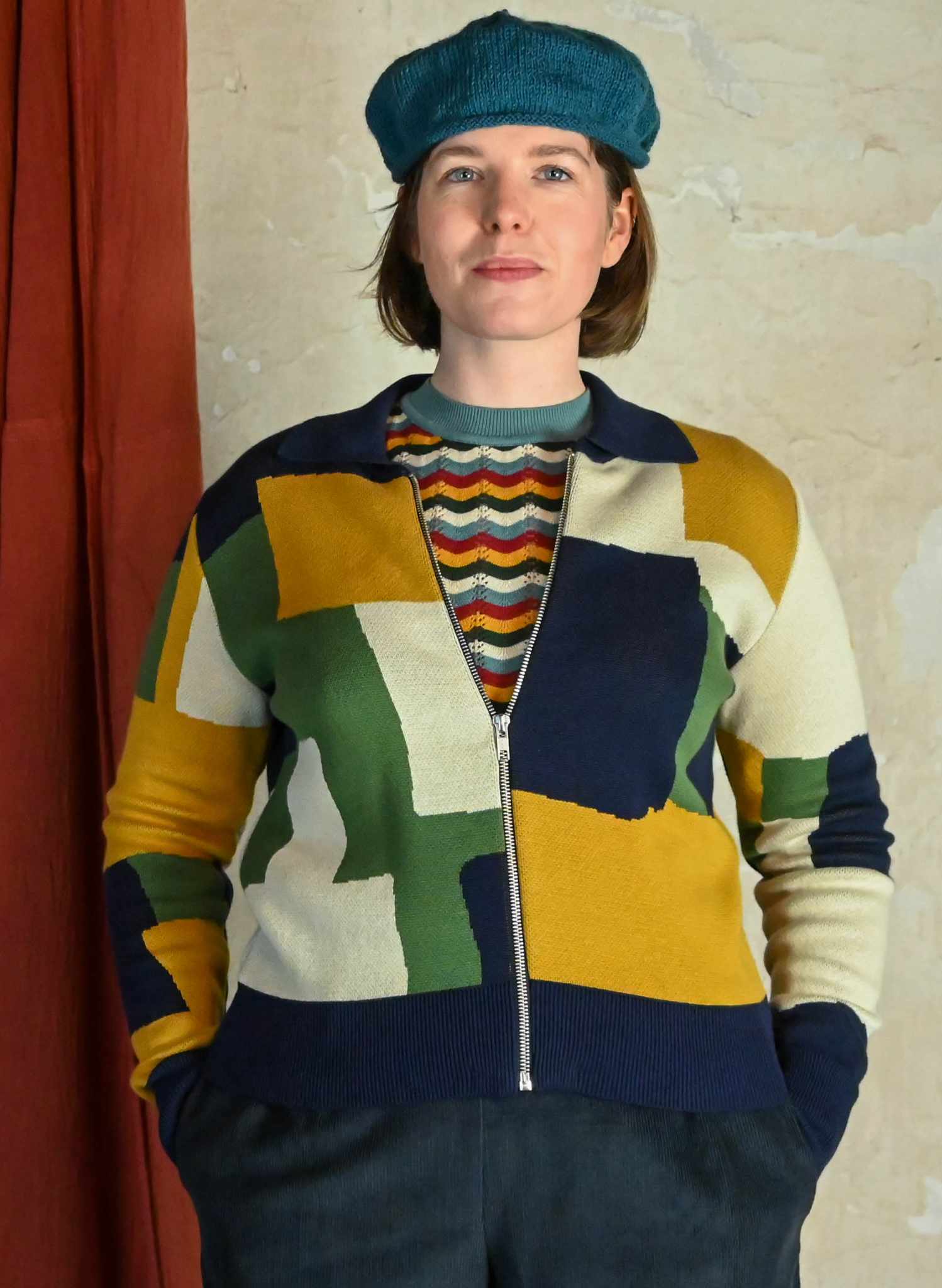 Kate - Mustard Boxes Zip-up