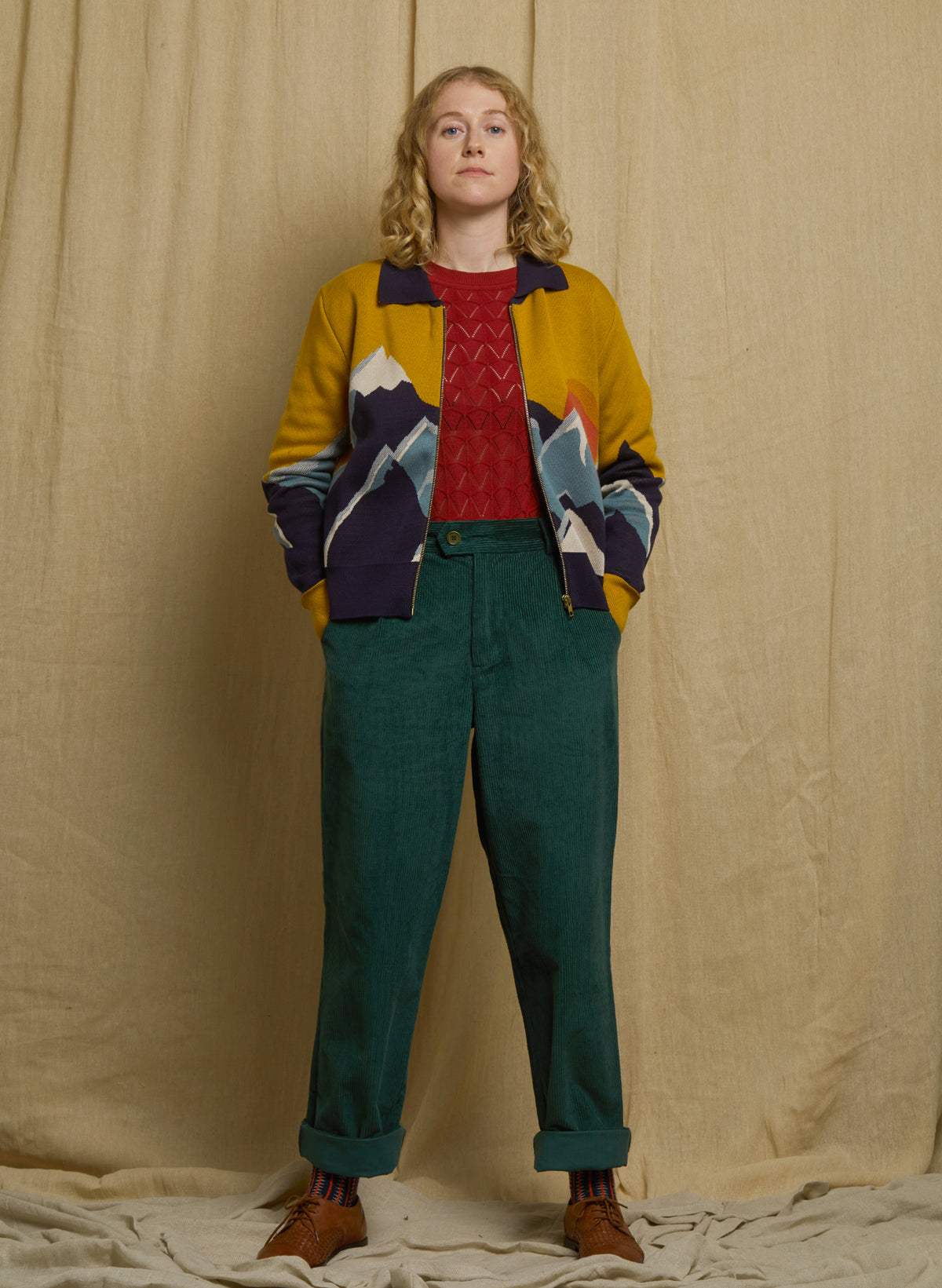 Thelma - Bottle Green Corduroy Trousers