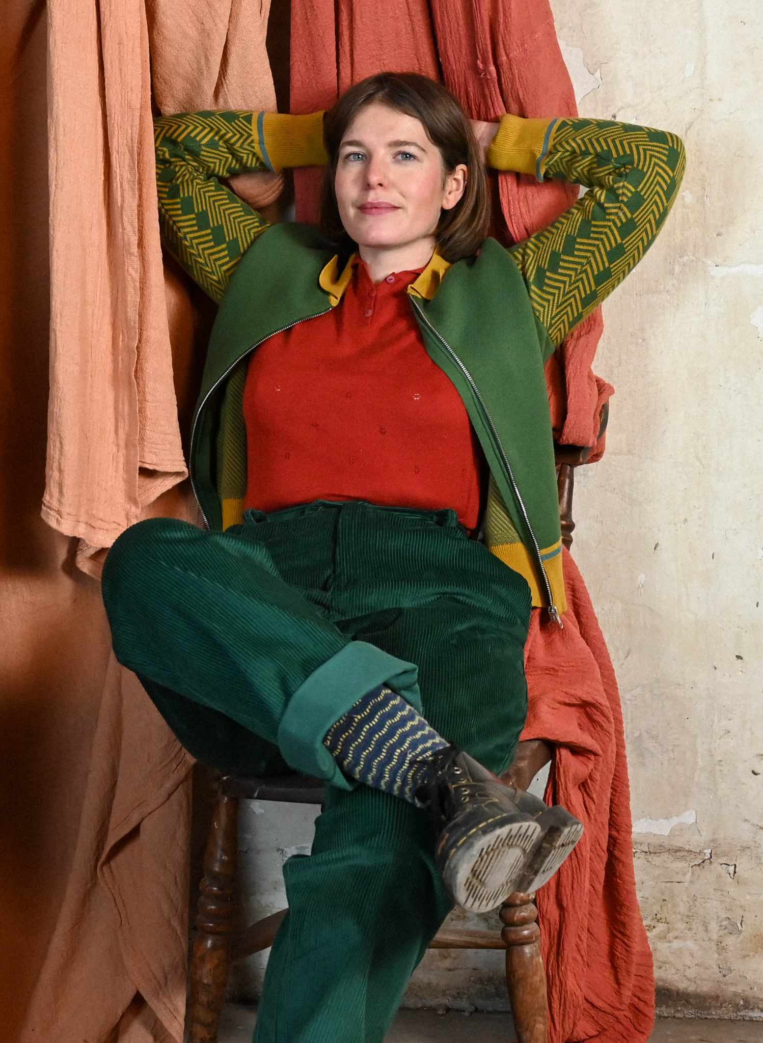 Kate - Green Eagle Zip-Up