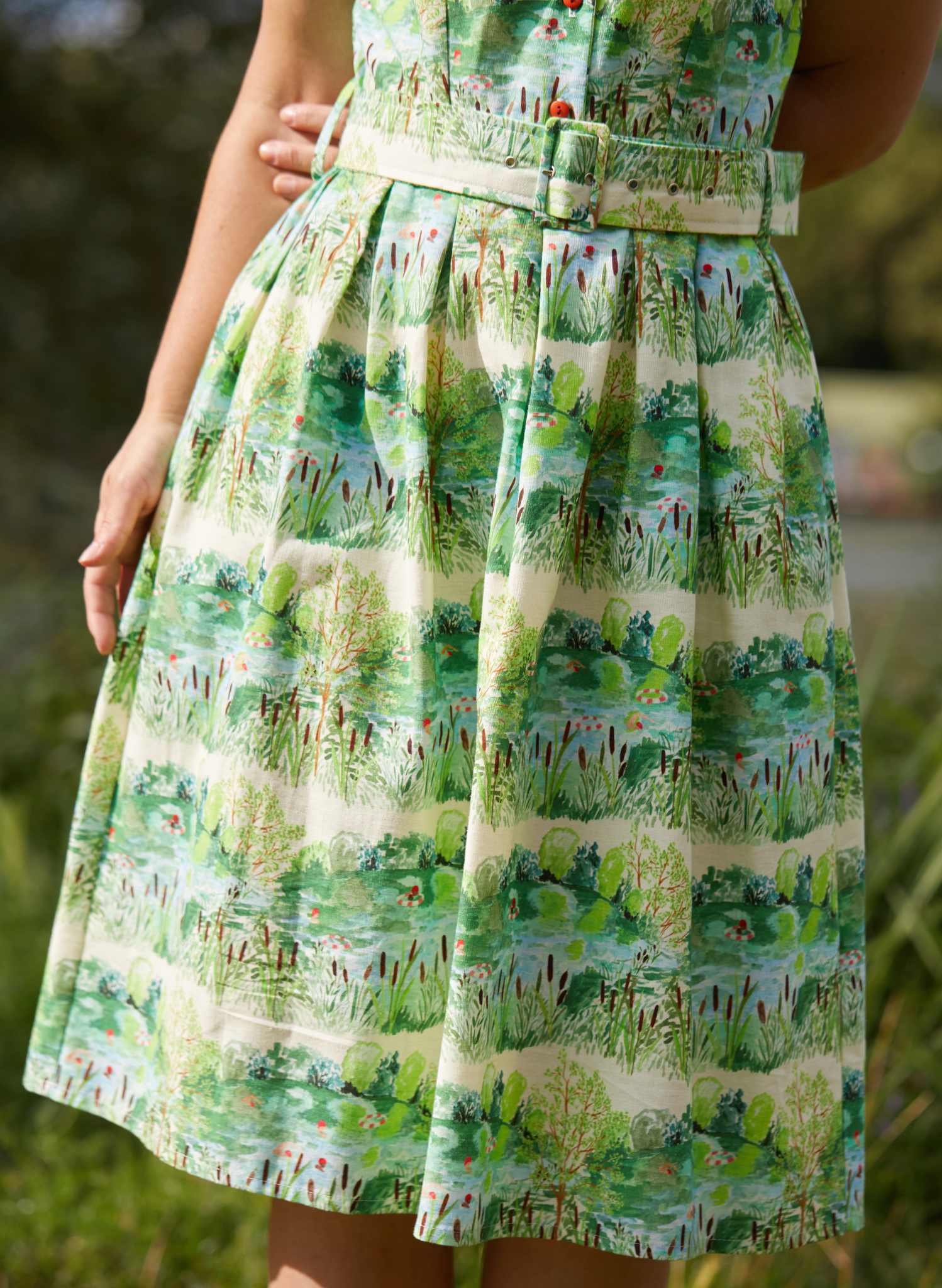 Archive Sale - Size S - Louise Dress - Green Wild Swimmers