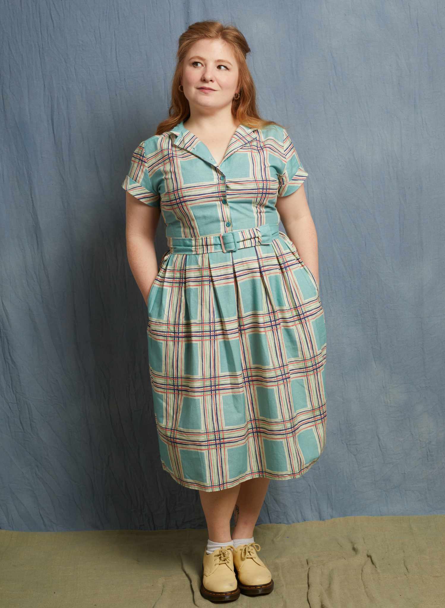 Louise Dress - Teal Checks