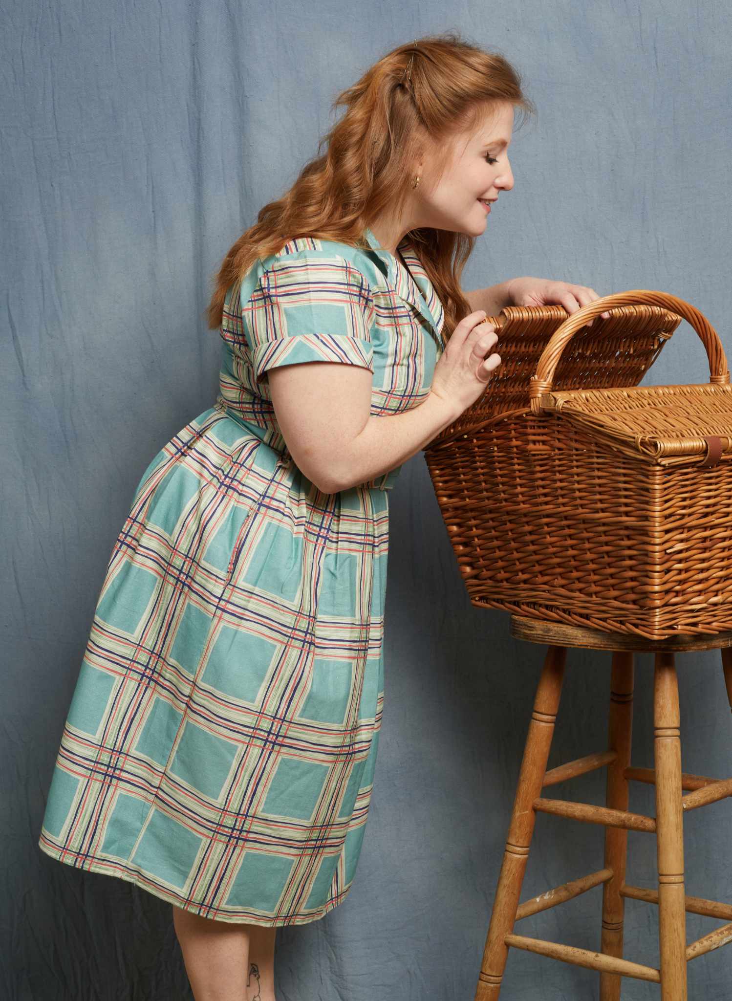 Louise Dress - Teal Checks
