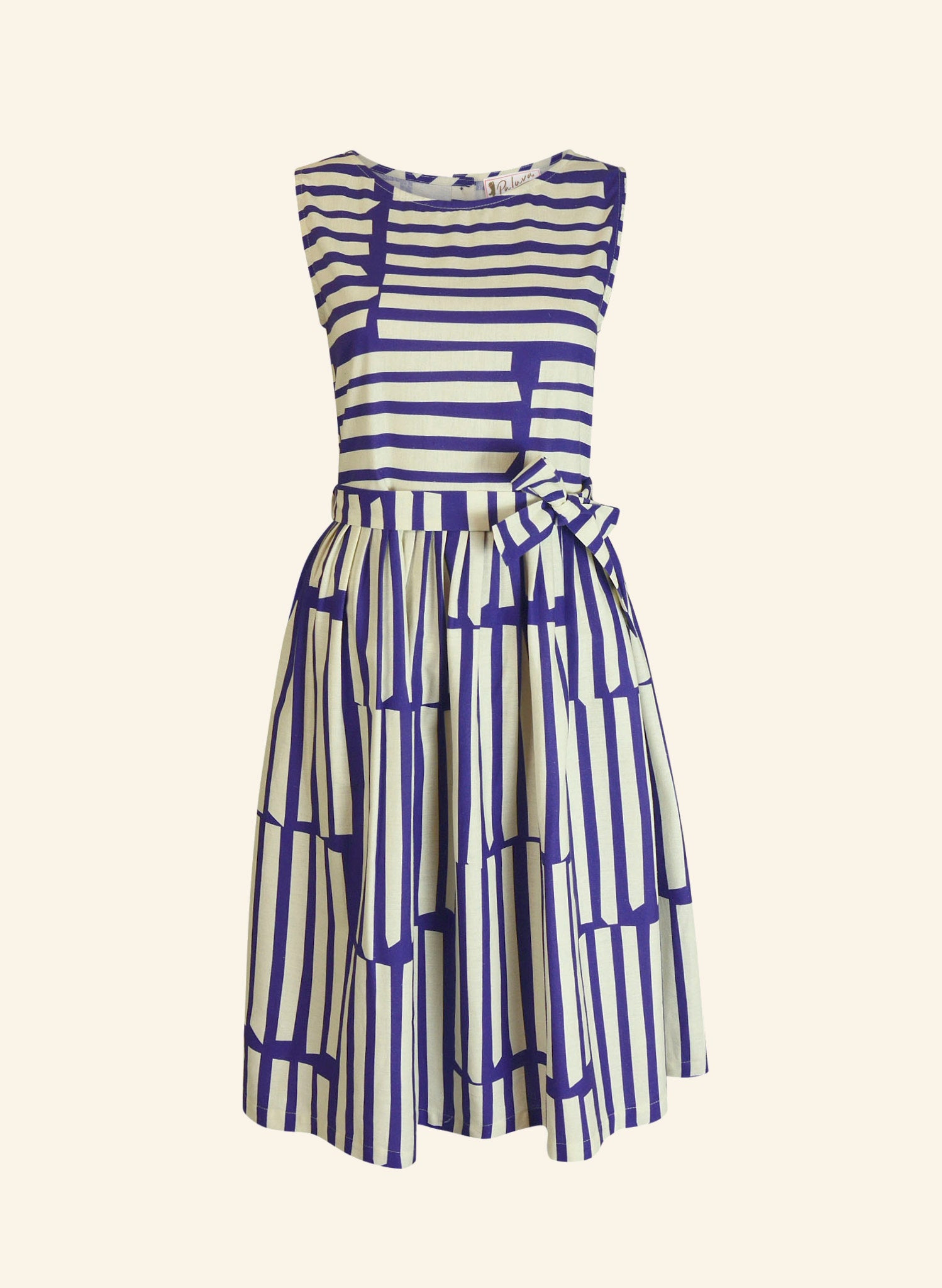 Mabel Dress - Navy Box Stripe