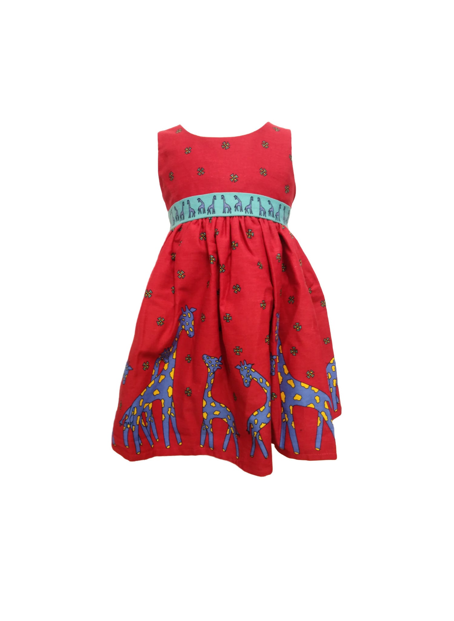 Martha Children's Dress - Red Giraffe