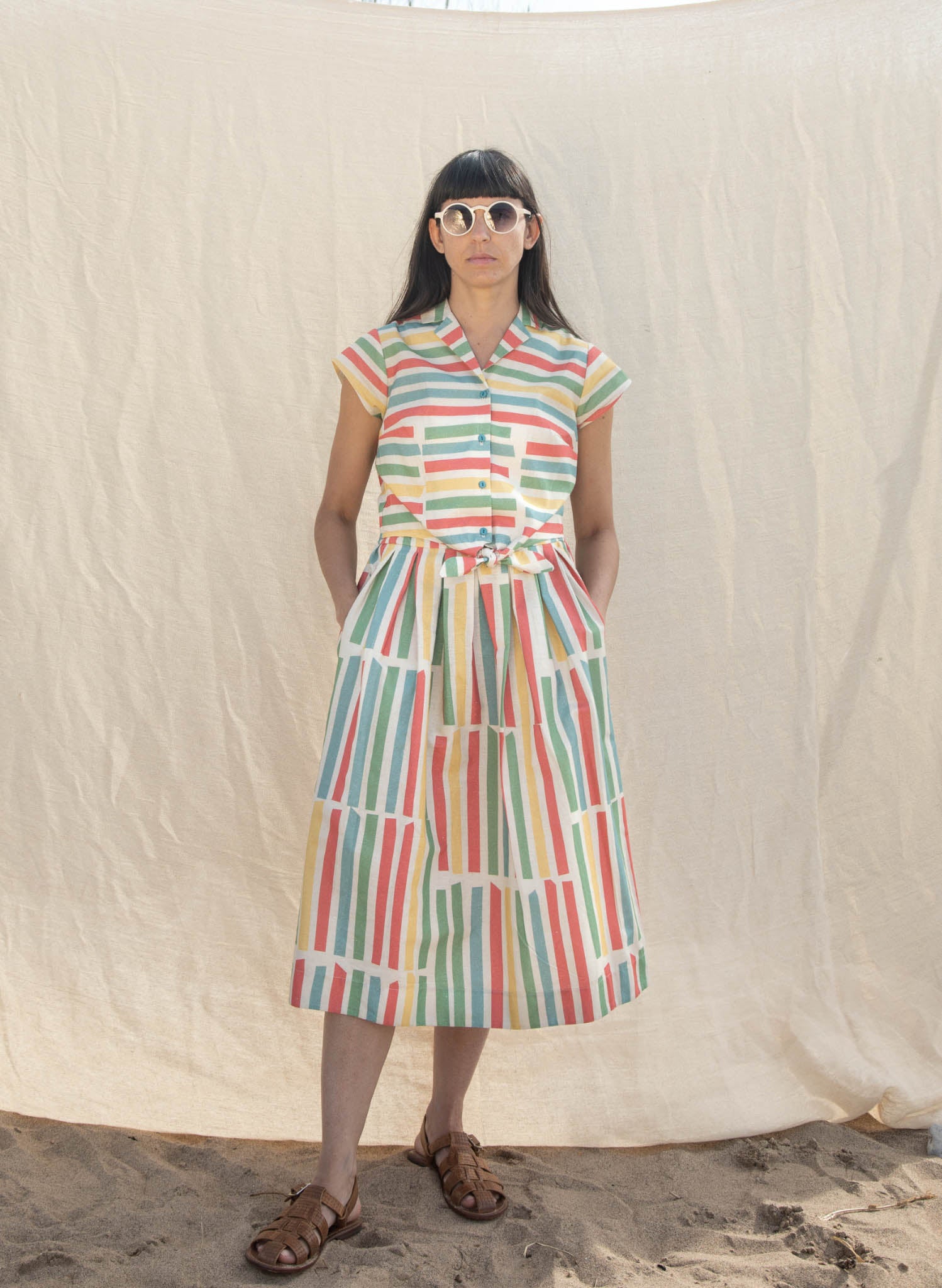 Peggy Top - Multi Beach Stripe