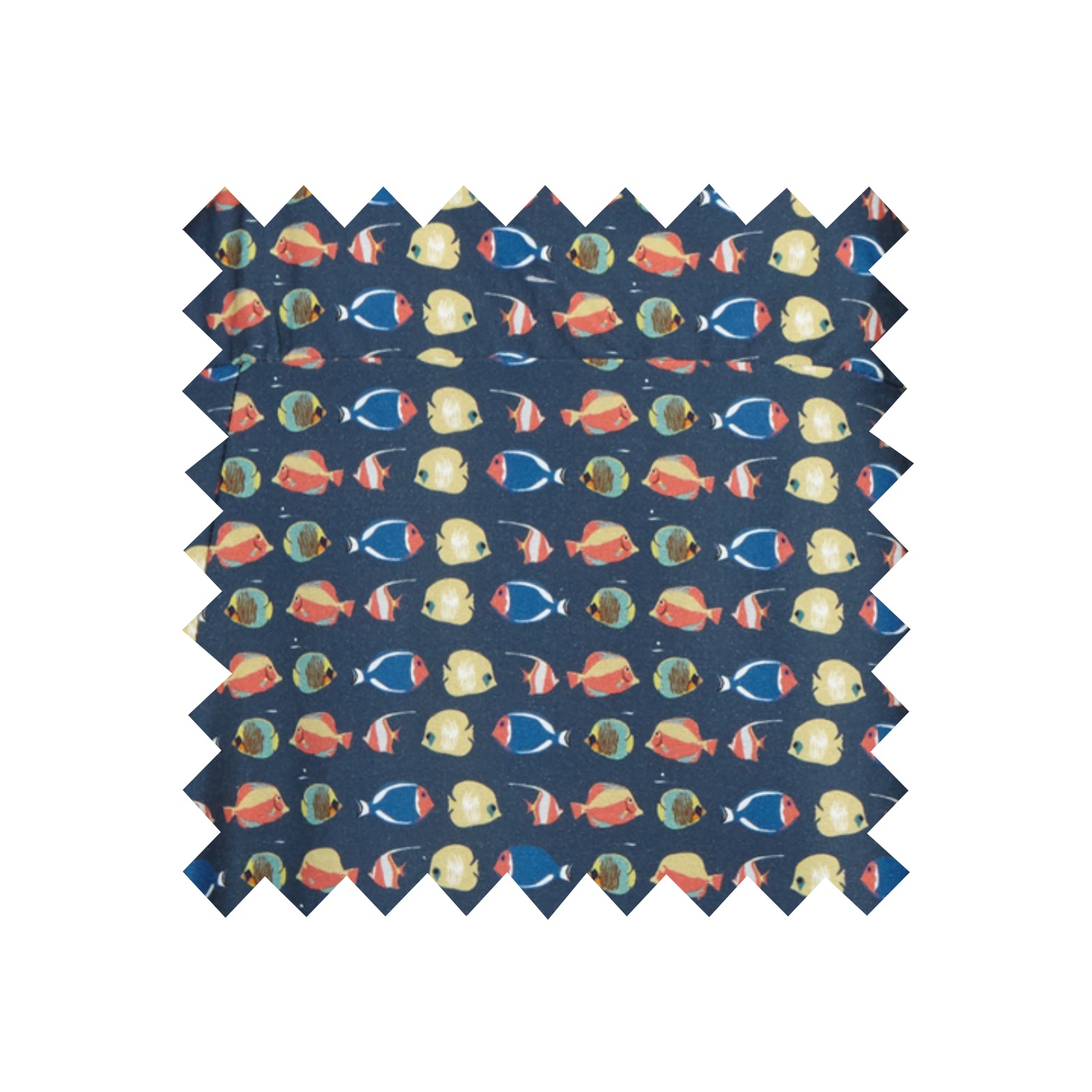 Remnant - 71x124cm - Navy Fish - Cotton Sateen