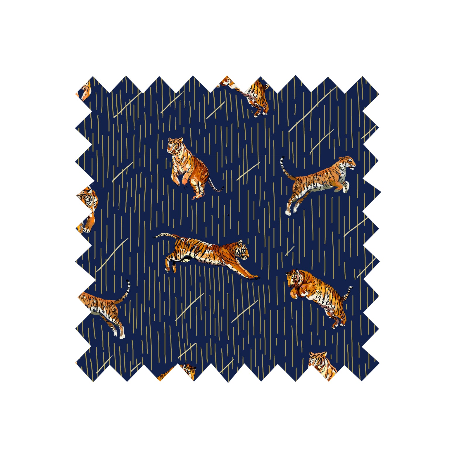 Remnant - 58cm x 163cm - Navy Tigers - Sateen
