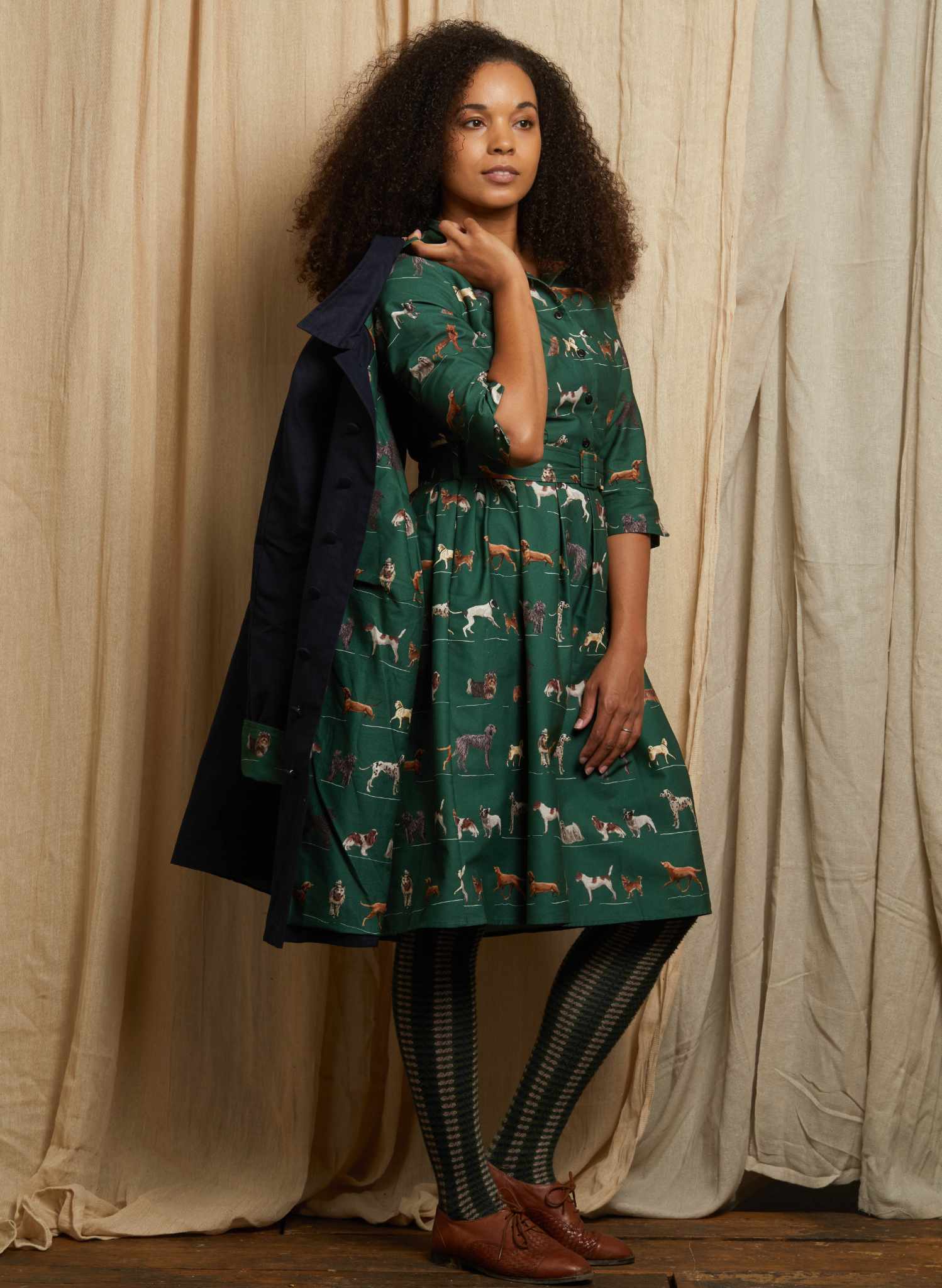 Cynthia Dress - Green Porcelain Dogs