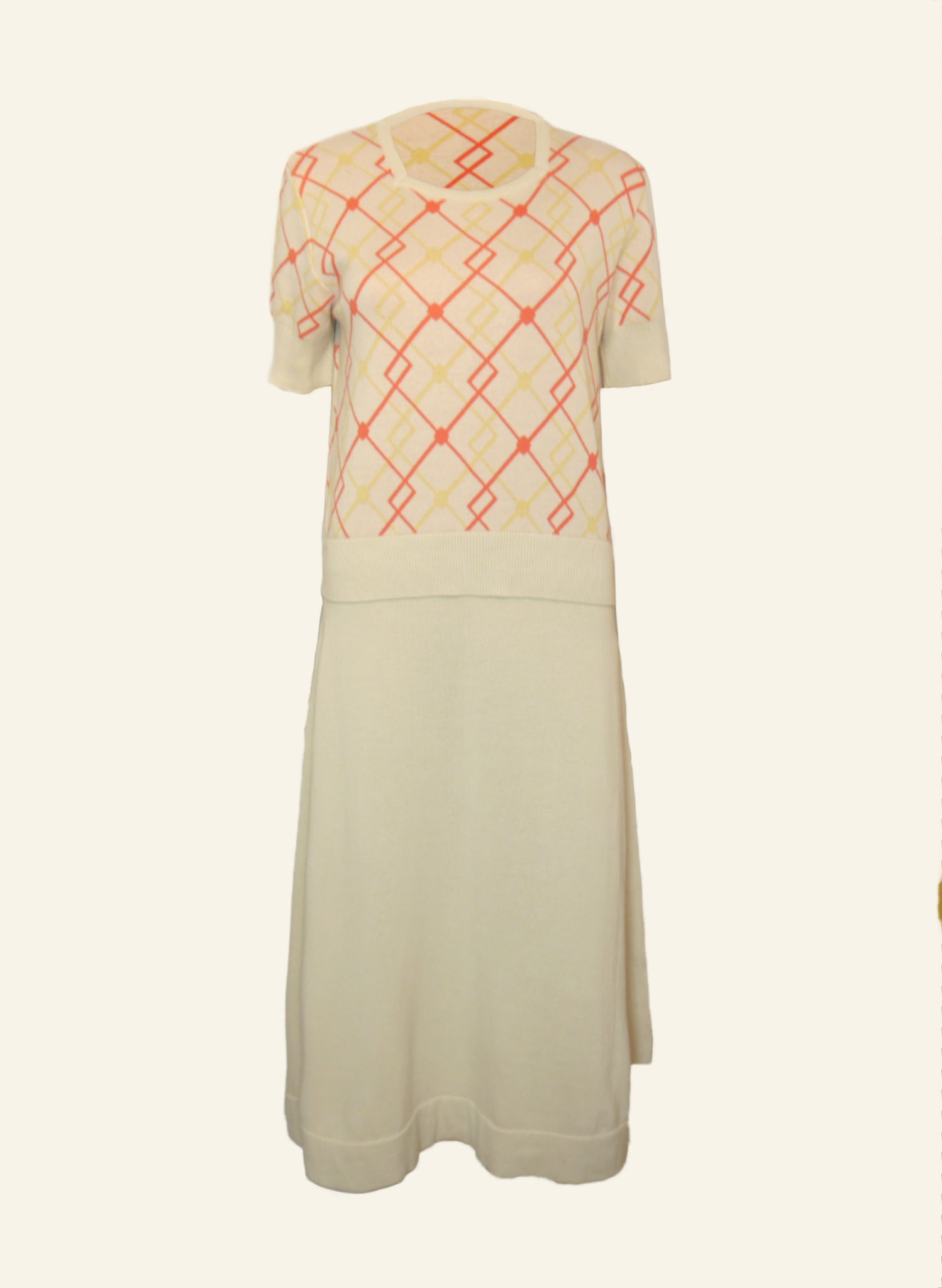 Archive Sale - Size S - Otti - Knitted Dress - Cream Argyle