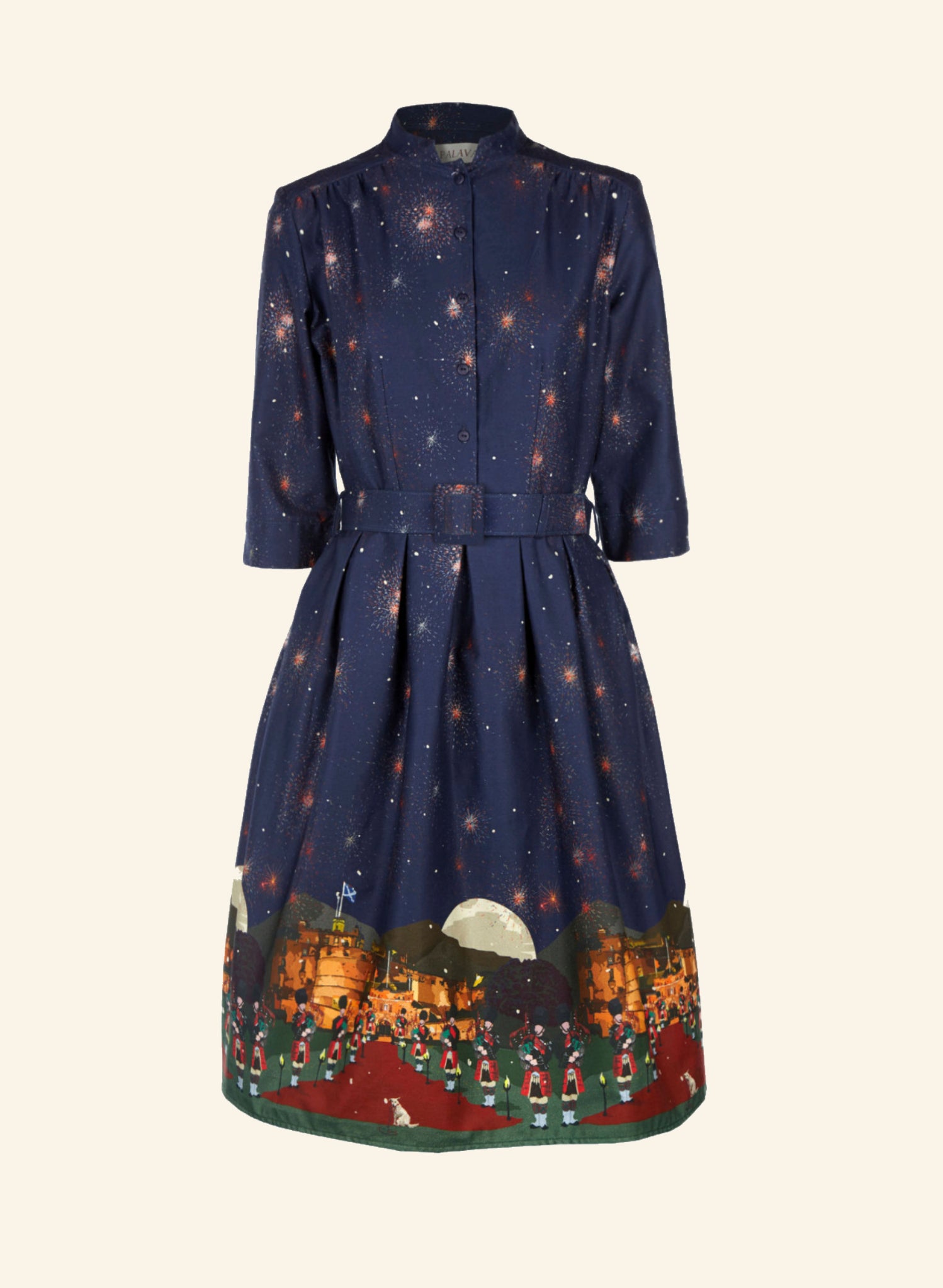 Elegant & Sparkly Navy Midi-Dress | 100% Organic Cotton 