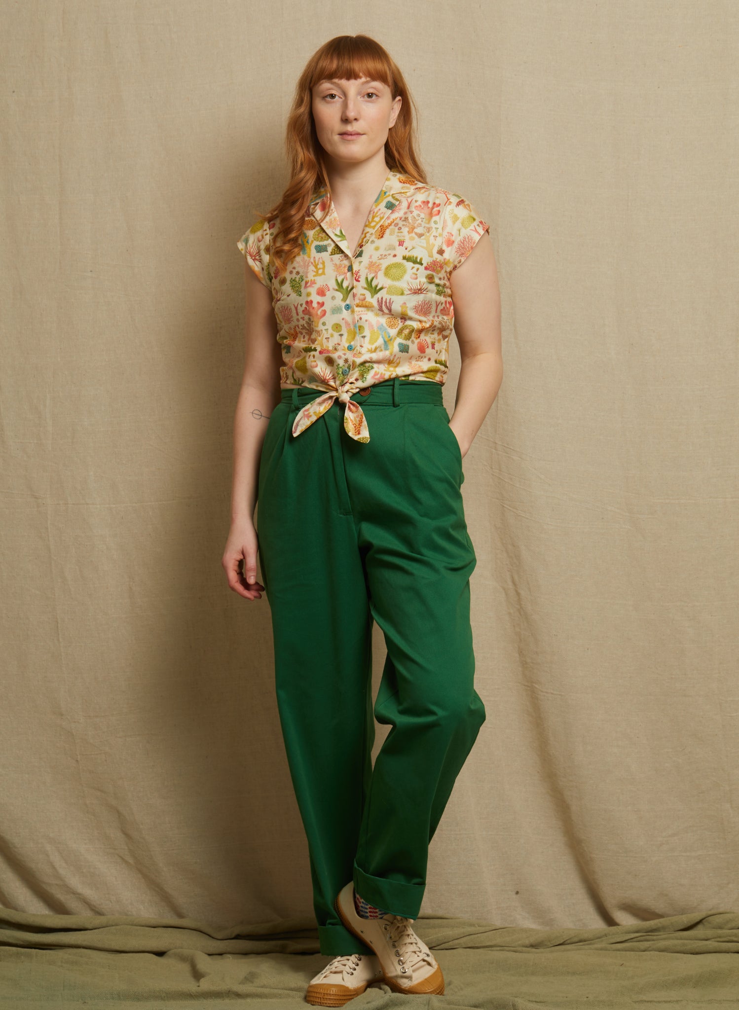 Peggy Top - Cream Coral Reef